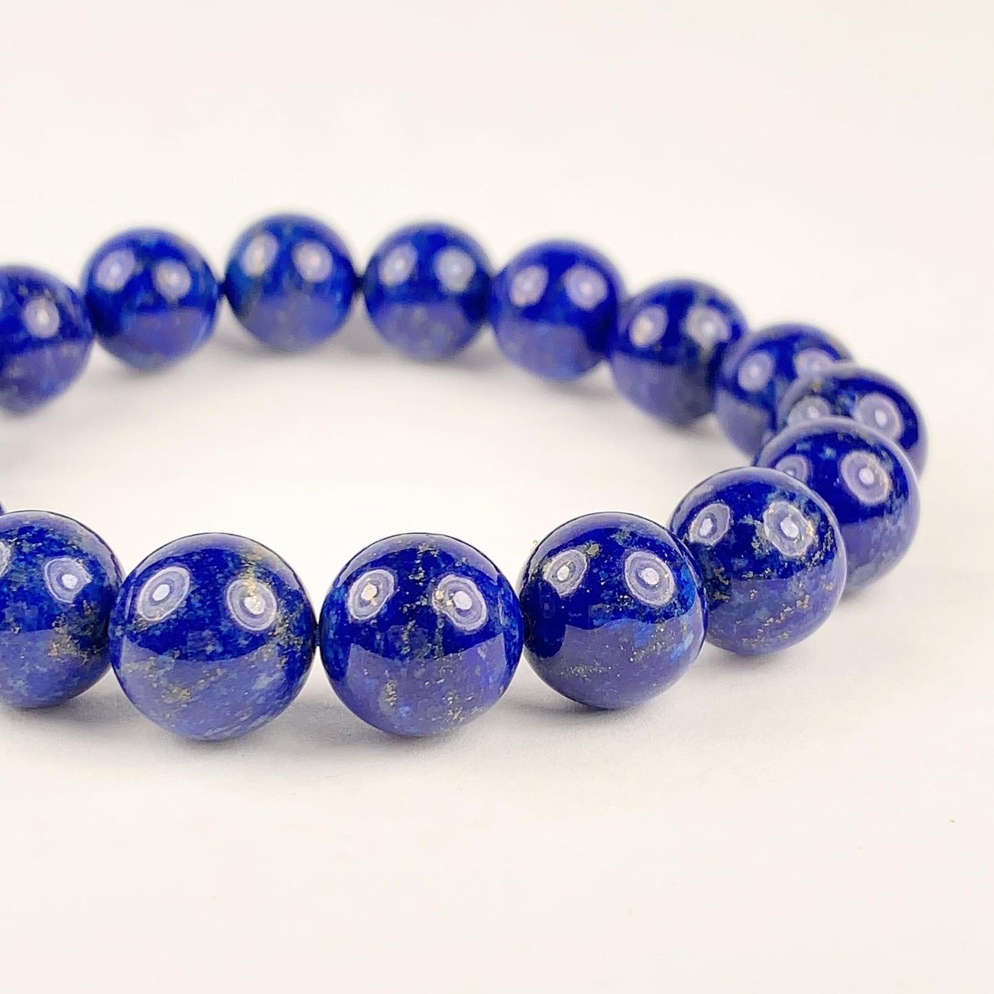 No Dyed Good Quality Natural Lapis Lazuli Stretch Bracelet: Blue Gold Gemstone