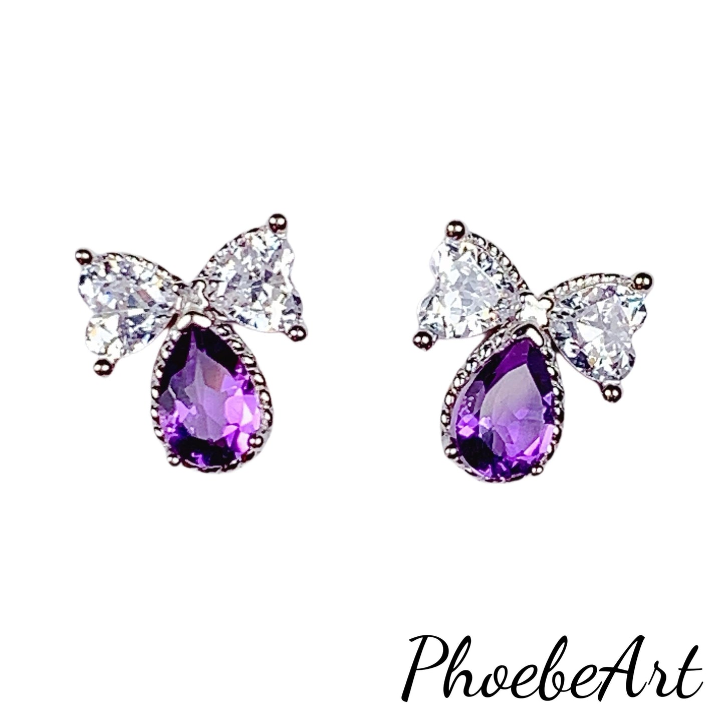 Amethyst Drop Earrings: 18k Gold Plated Sterling Silver Studs