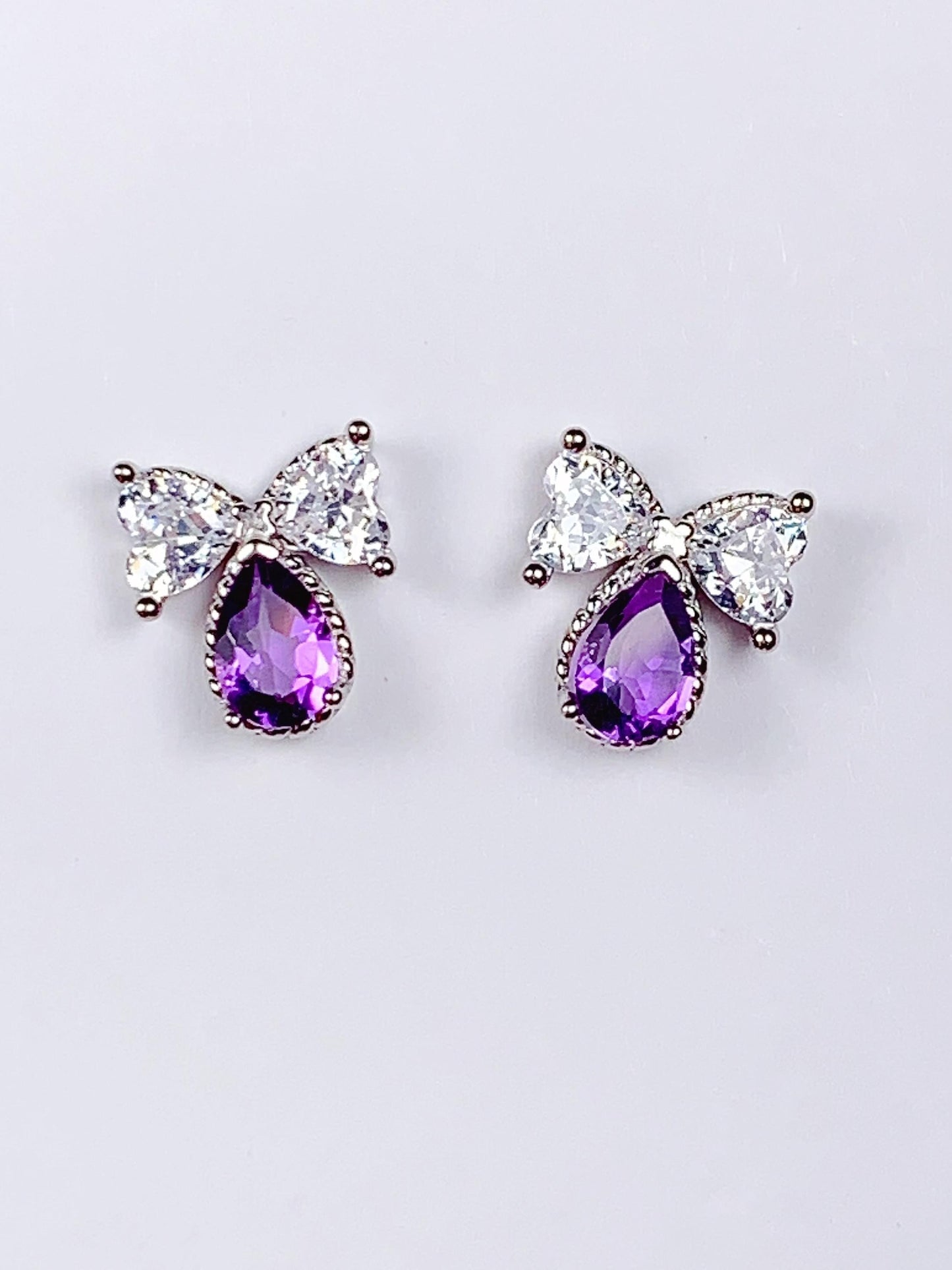 Amethyst Drop Earrings: 18k Gold Plated Sterling Silver Studs
