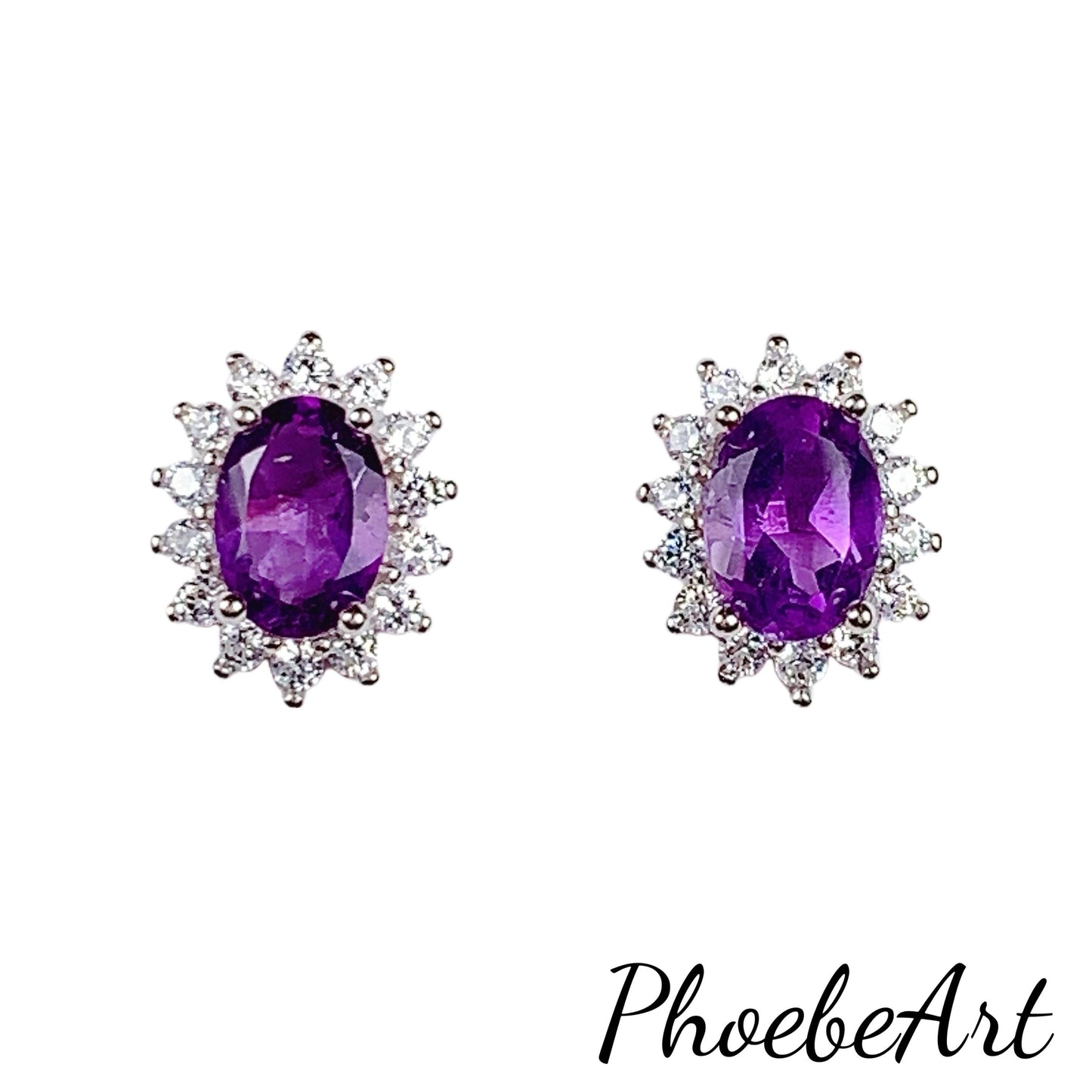 Amethyst Earrings: 18k Gold Plated Sterling Silver Studs