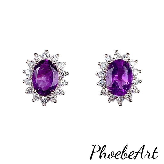 Amethyst Earrings: 18k Gold Plated Sterling Silver Studs