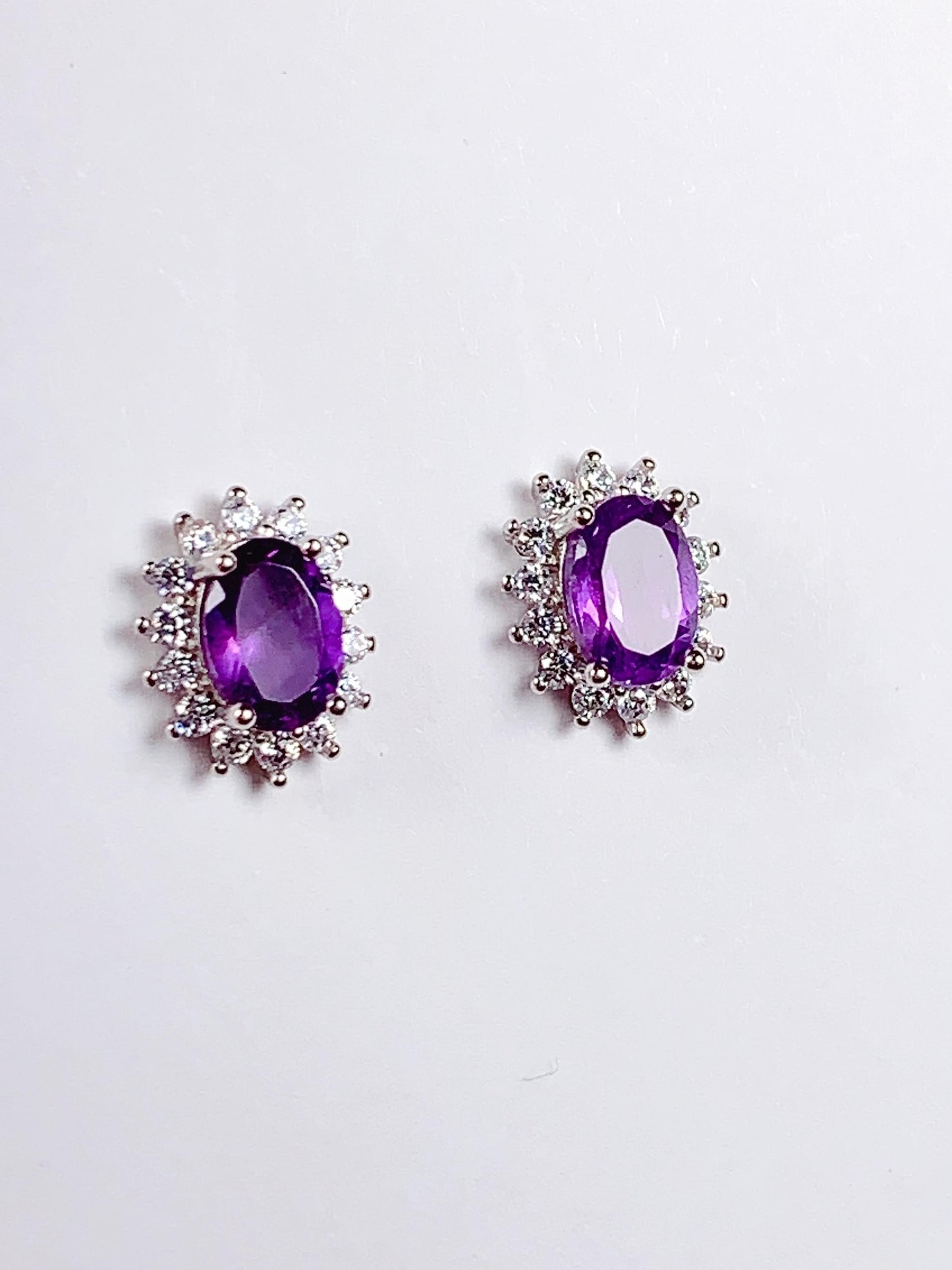 Amethyst Earrings: 18k Gold Plated Sterling Silver Studs