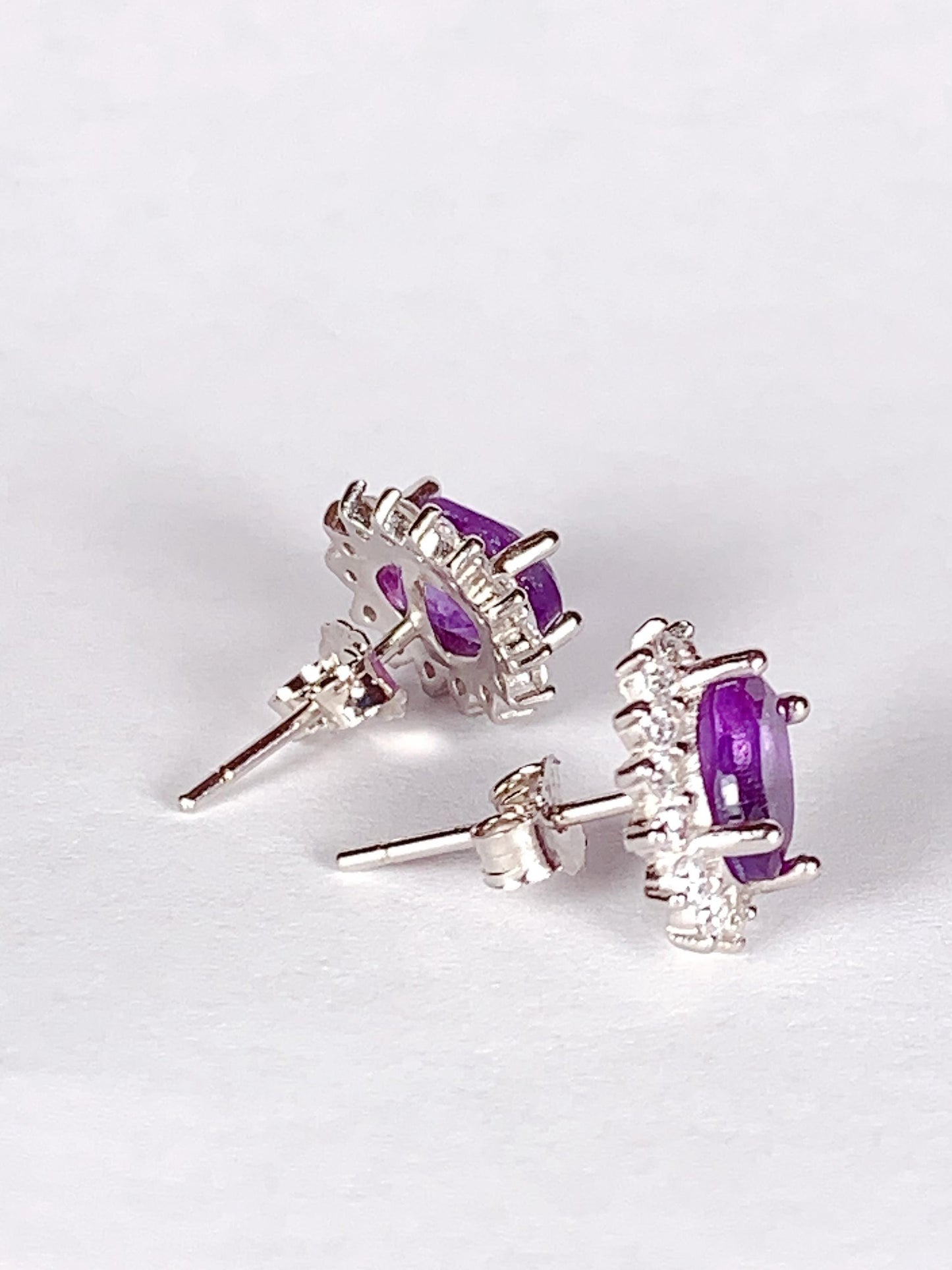 Amethyst Earrings: 18k Gold Plated Sterling Silver Studs