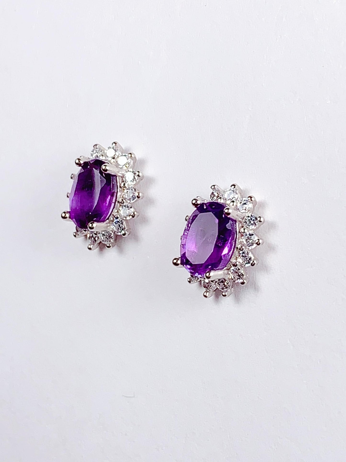 Amethyst Earrings: 18k Gold Plated Sterling Silver Studs
