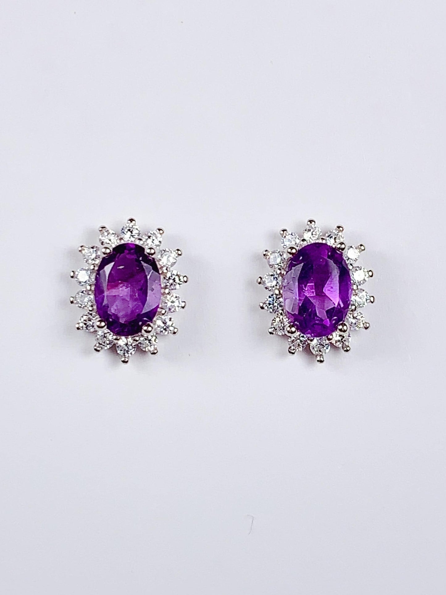 Amethyst Earrings: 18k Gold Plated Sterling Silver Studs