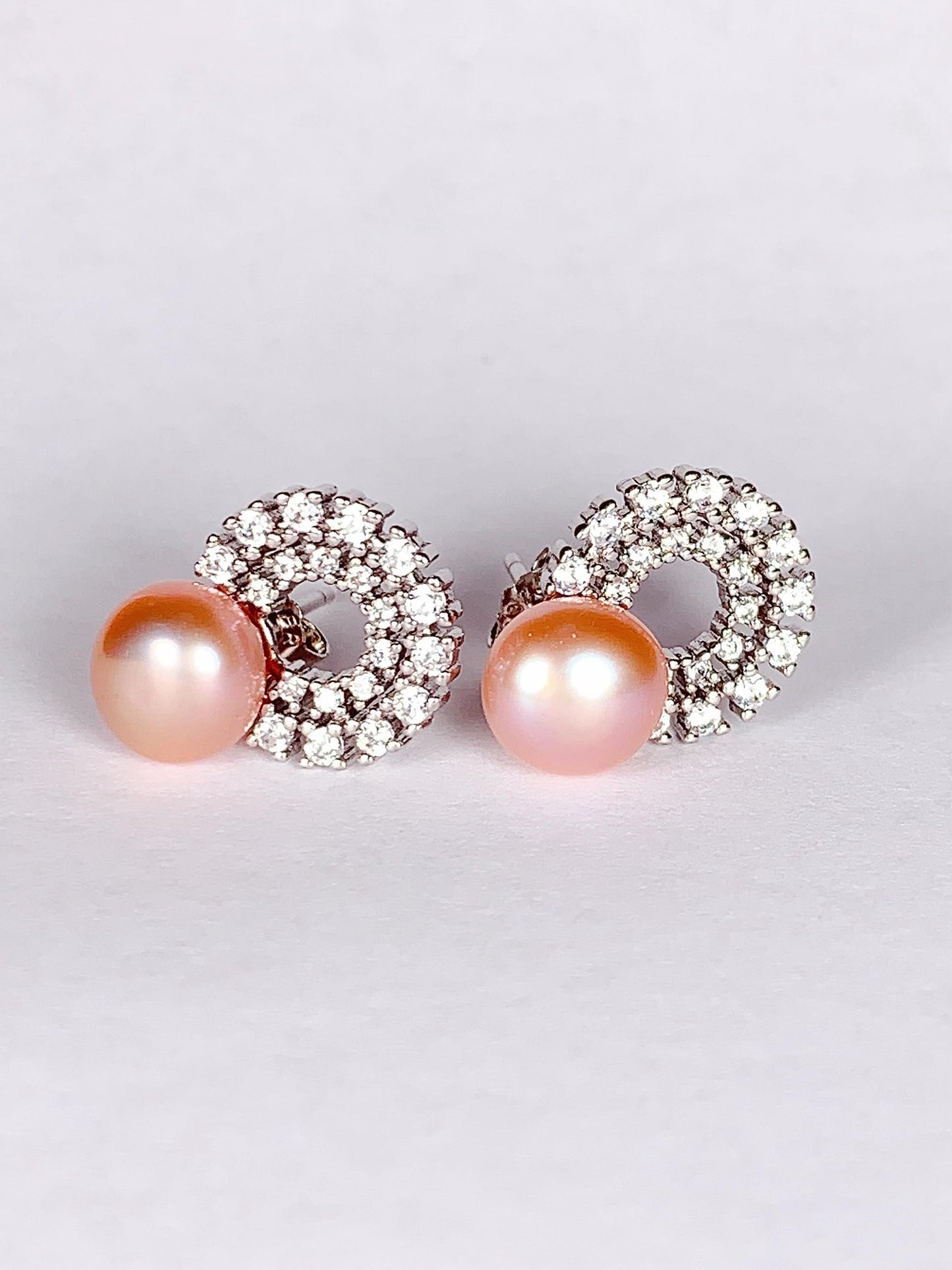AAA Orange Pearl Earrings: 18k Gold Plated Sterling Silver Studs