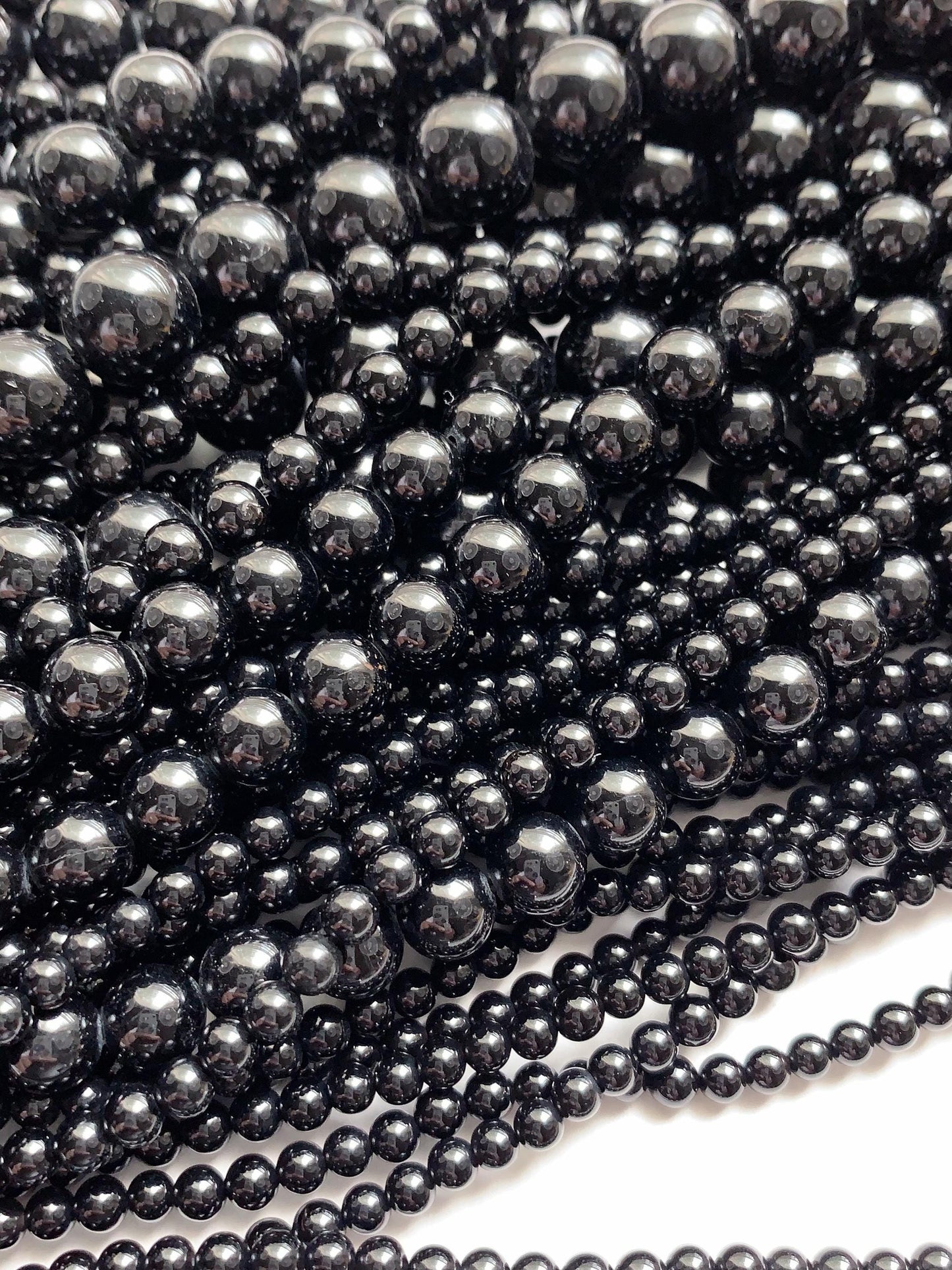Grade AAA Genuine Natural  Black  Spinel Smooth Round Beads 15.5" Strand Gemstone 2mm 3mm 4mm 6mm 8mm 10mm 12mm 14mm 16mm 18mm 20mm