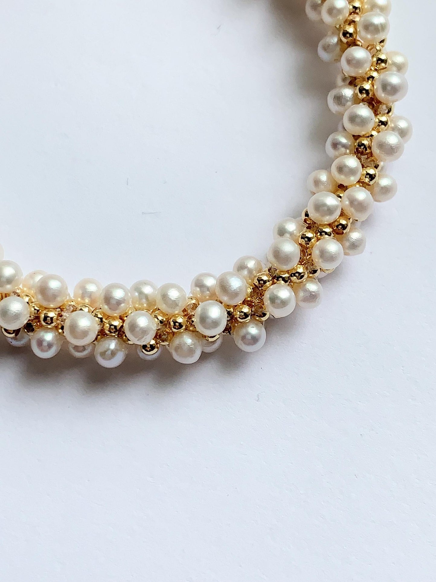 14K Gold Filled Pearl Jewelry Set: Handmade Freshwater Bracelet & Earrings