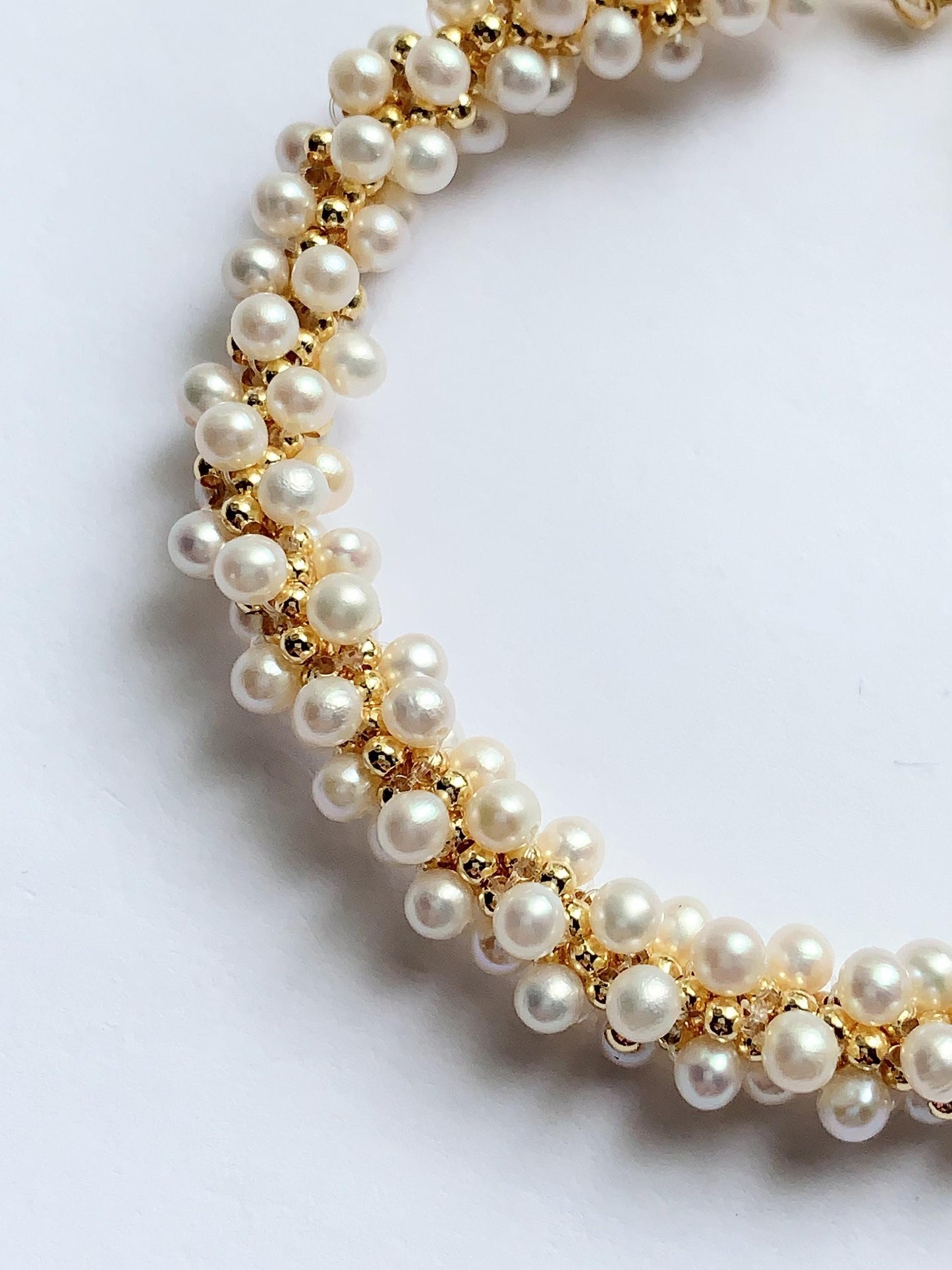 14K Gold Filled Pearl Jewelry Set: Handmade Freshwater Bracelet & Earrings
