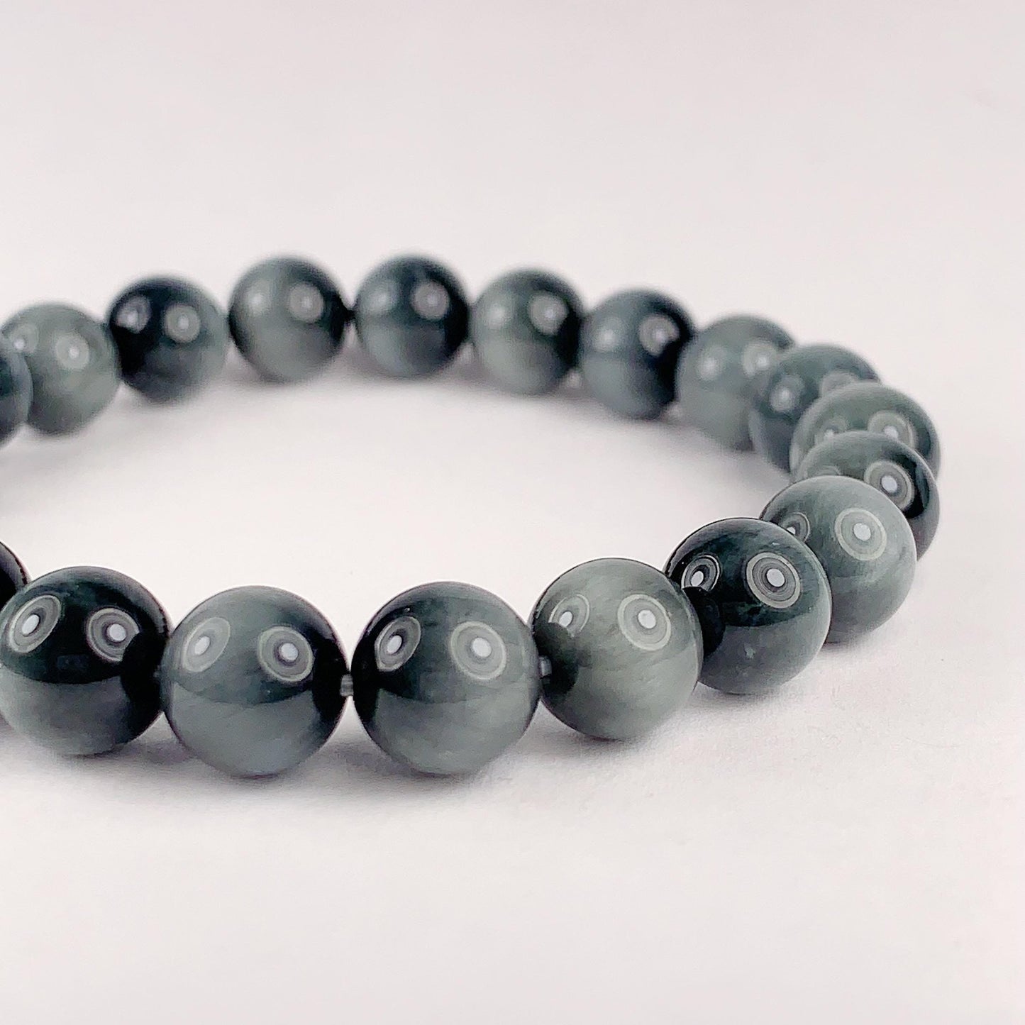 Natural Gray Hawk Eye Bracelet: AAA Gemstone, 8mm Round Beads