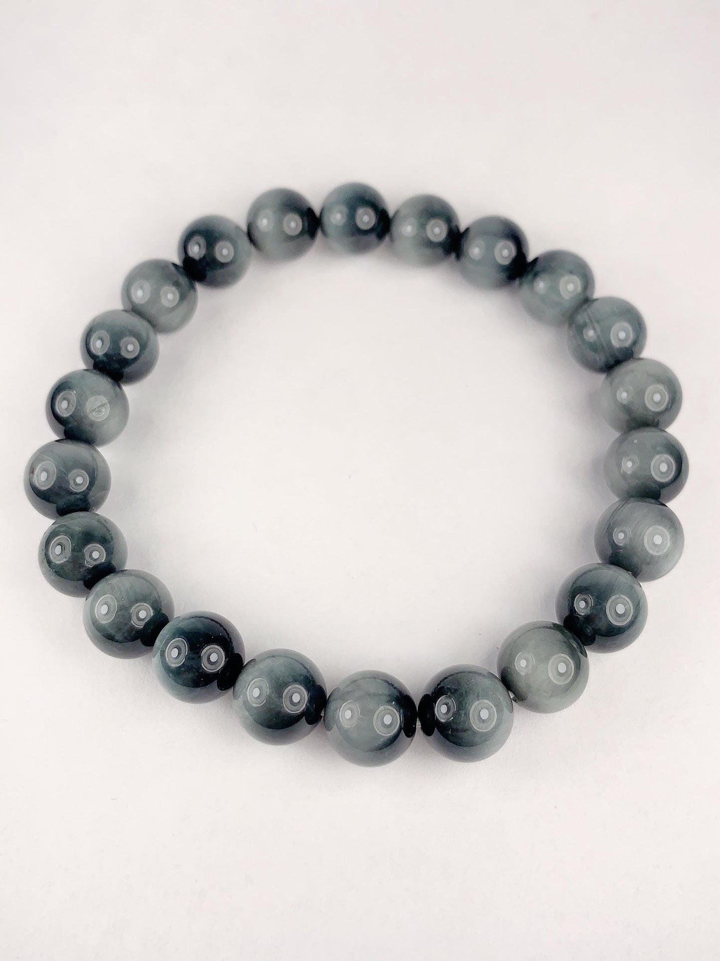Natural Gray Hawk Eye Bracelet: AAA Gemstone, 8mm Round Beads