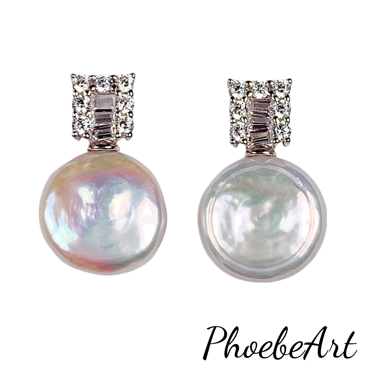 12mm Natural Freshwater pearls 18k Gold Plated S 925 Sterling Silver Earrings ear stud
