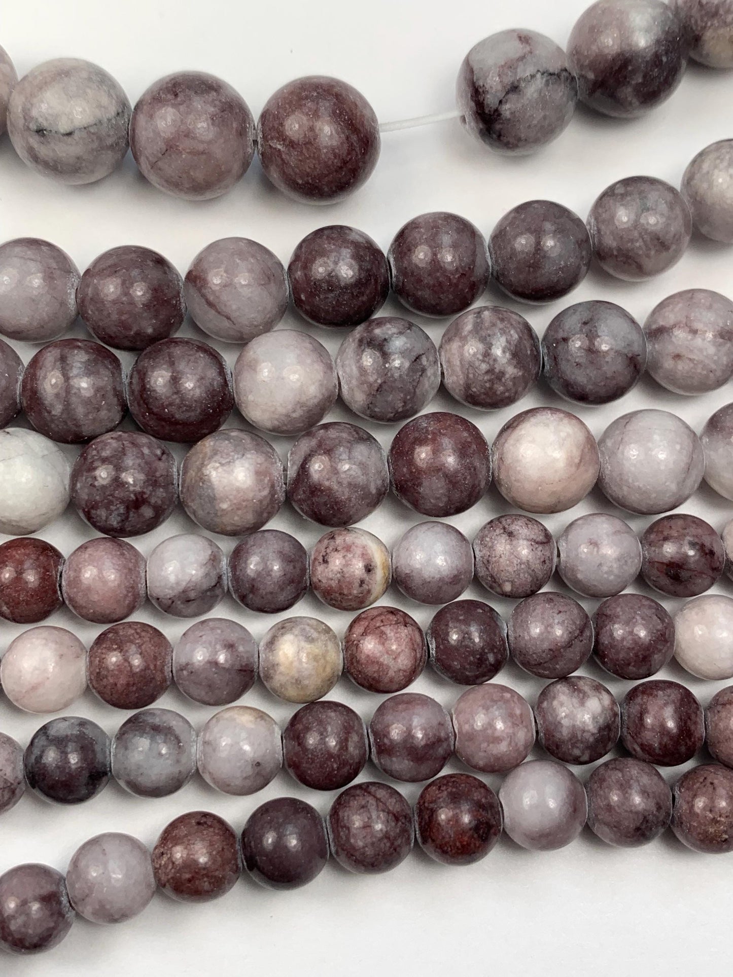 Natural Mauve Pale Purple Marble Jasper Smooth Round Beads 15.5" Strand  6mm 8mm 10mm