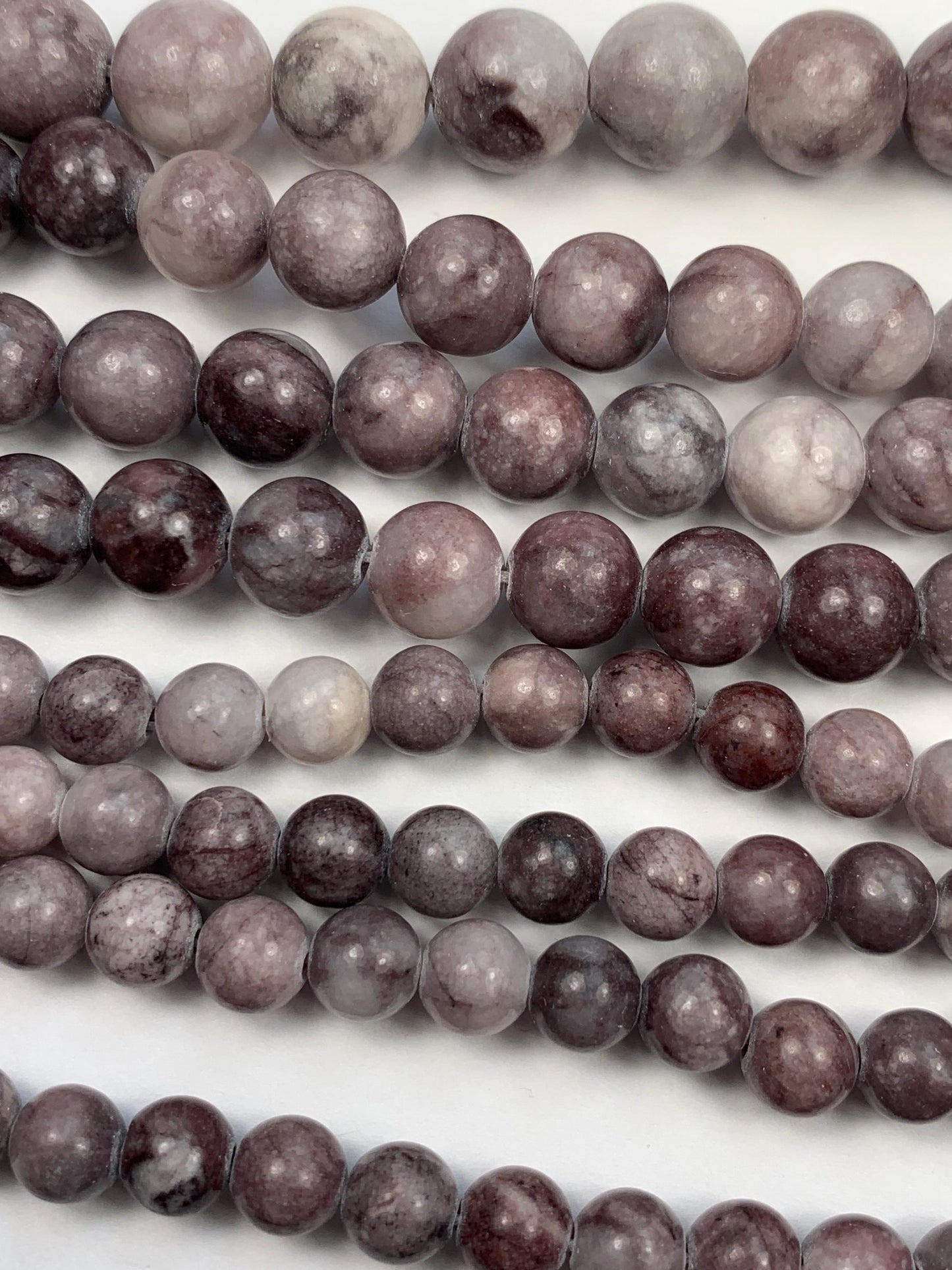 Natural Mauve Pale Purple Marble Jasper Smooth Round Beads 15.5" Strand  6mm 8mm 10mm