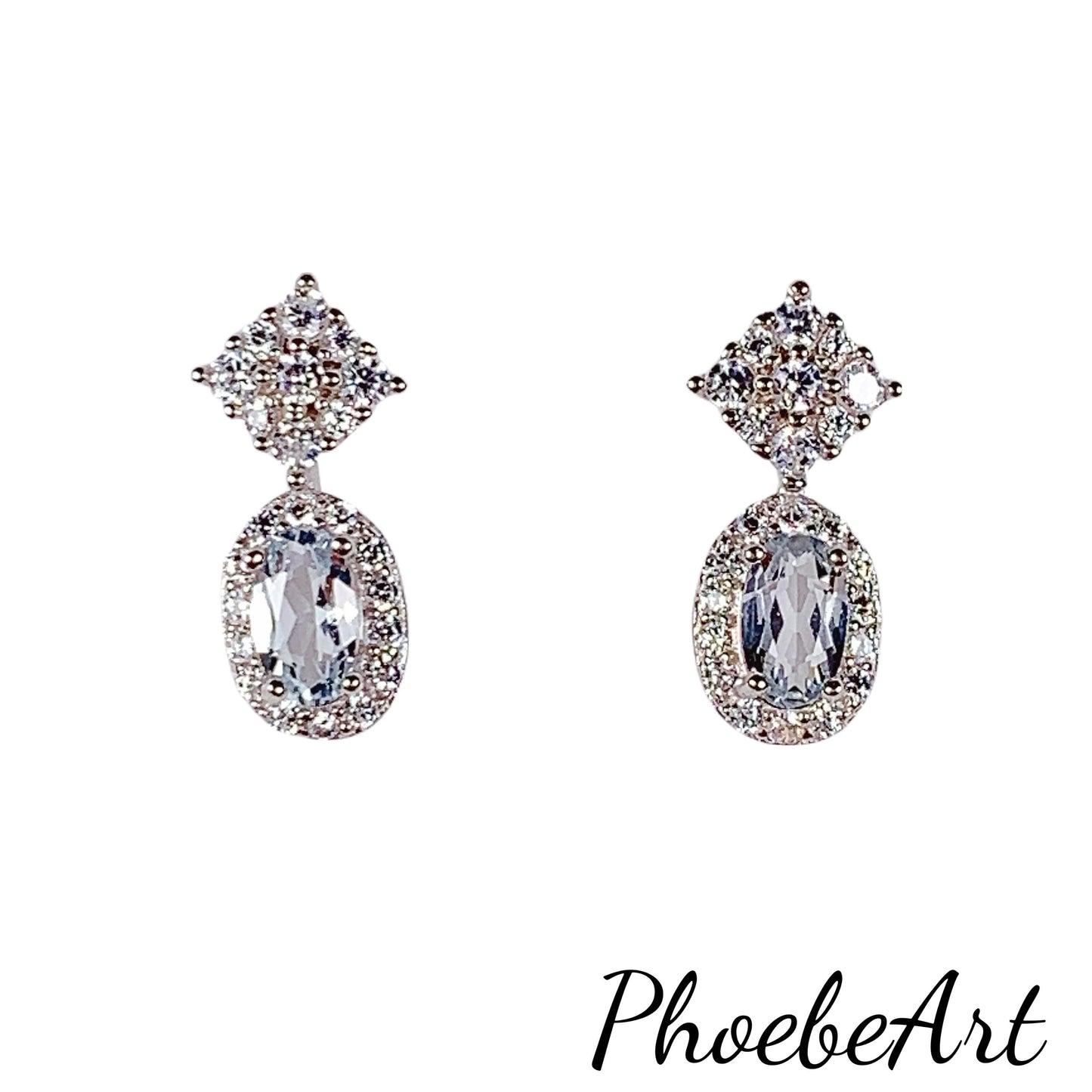 Aquamarine Earrings: 18k Gold Plated Sterling Silver, Oval Cut