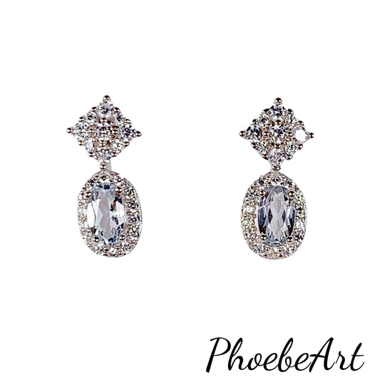 Aquamarine Earrings: 18k Gold Plated Sterling Silver, Oval Cut