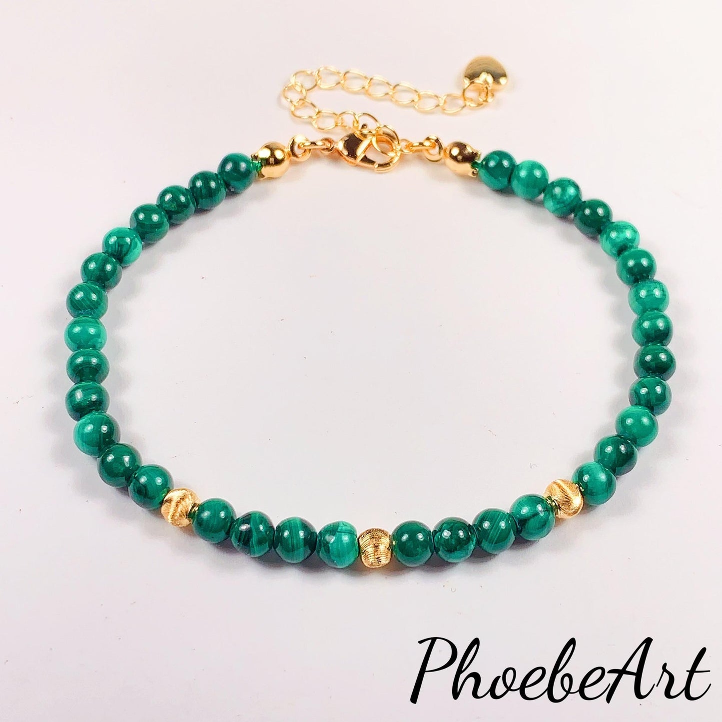 Malachite Bracelet Earrings Necklace Set: 14K Gold Filled Jewelry