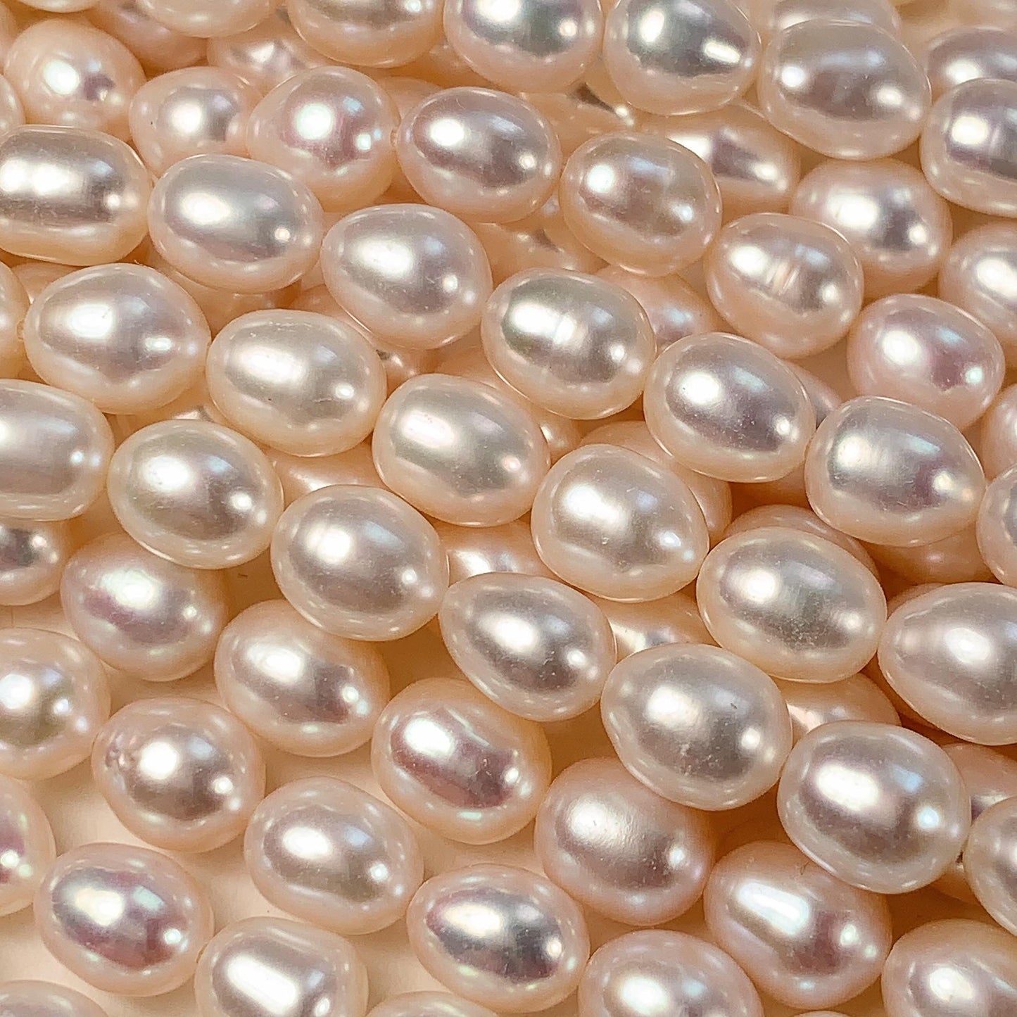 AAA White Oval Pearl Beads: 7mm Natural Gemstone Strand
