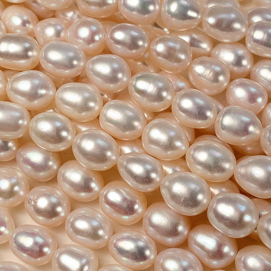 AAA White Oval Pearl Beads: 7mm Natural Gemstone Strand
