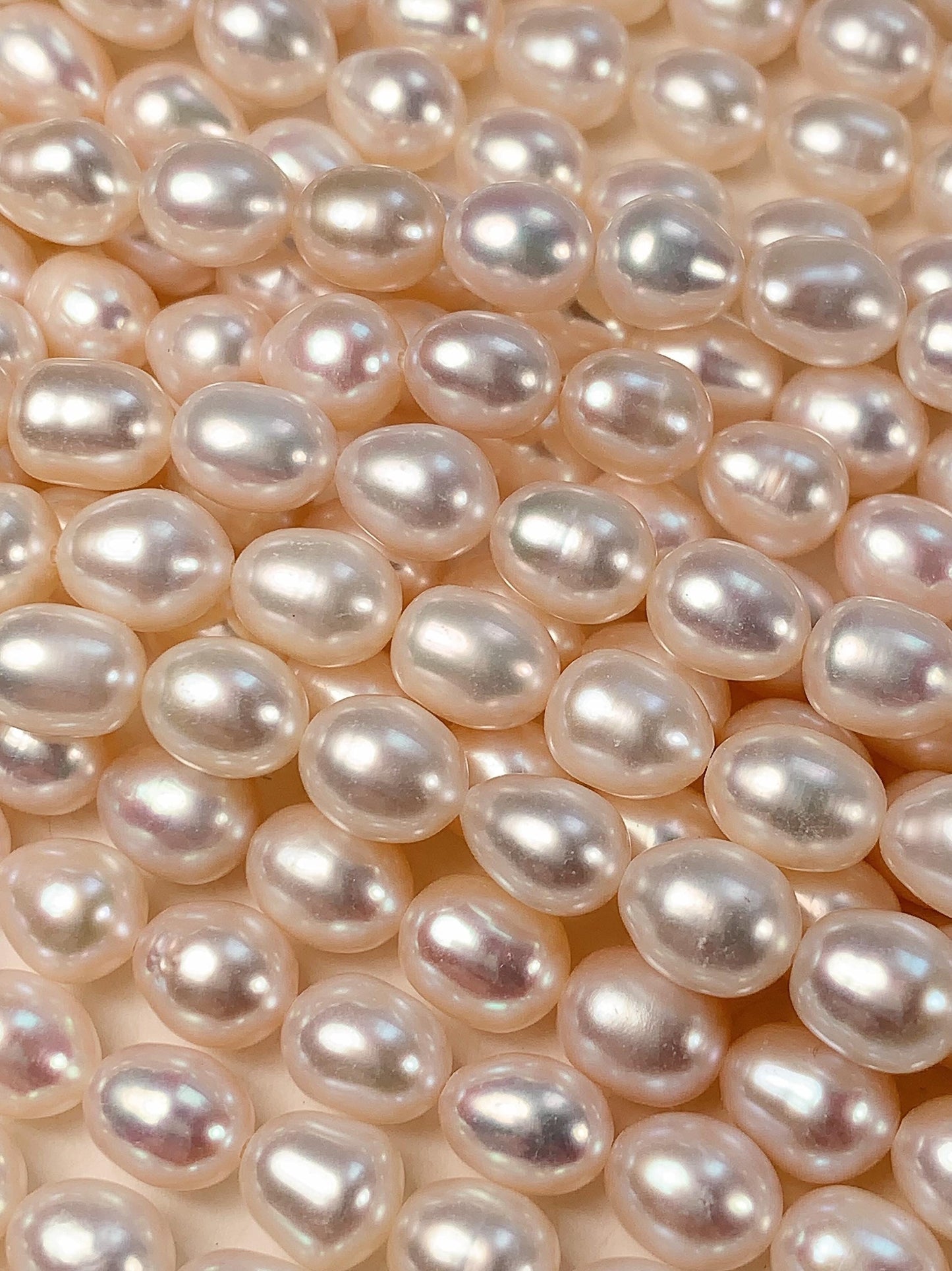 AAA White Oval Pearl Beads: 7mm Natural Gemstone Strand