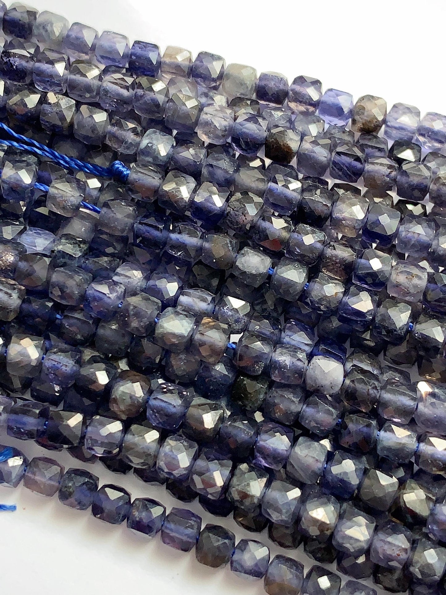 4.5mm Genuine Natural Blue Lolite Faceted Cube Square Beads 15.5" Strand
