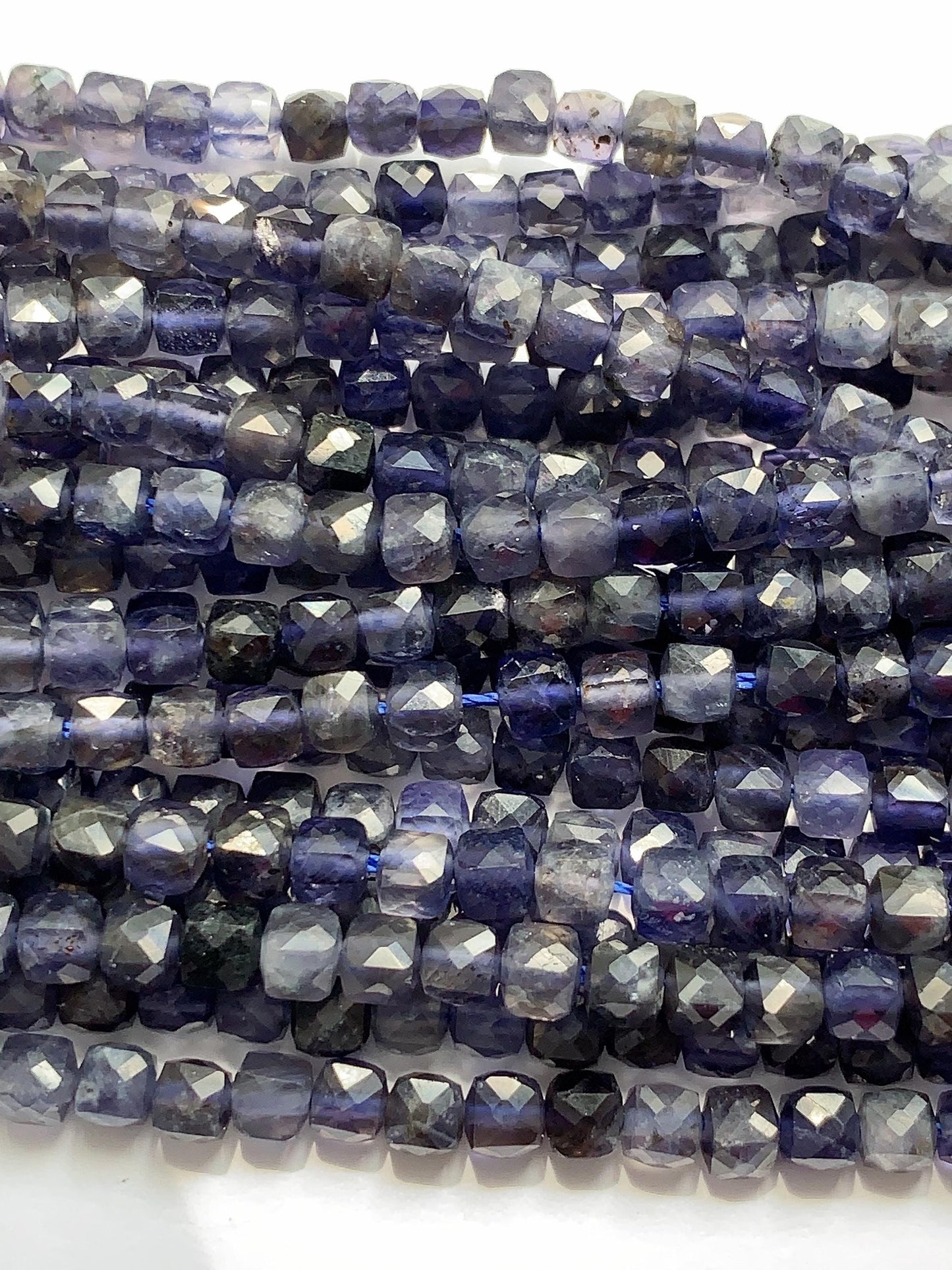 4.5mm Genuine Natural Blue Lolite Faceted Cube Square Beads 15.5" Strand