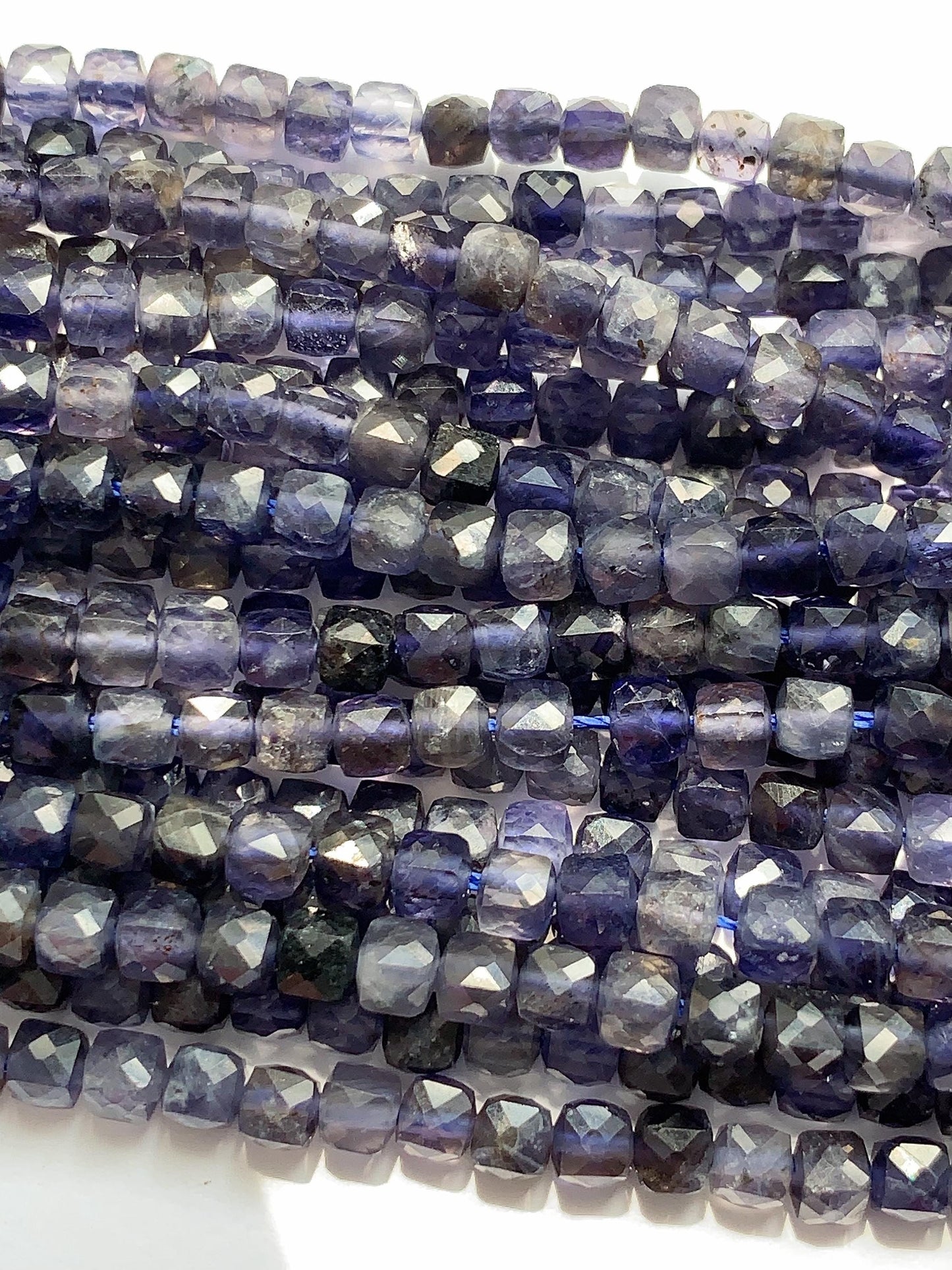 4.5mm Genuine Natural Blue Lolite Faceted Cube Square Beads 15.5" Strand