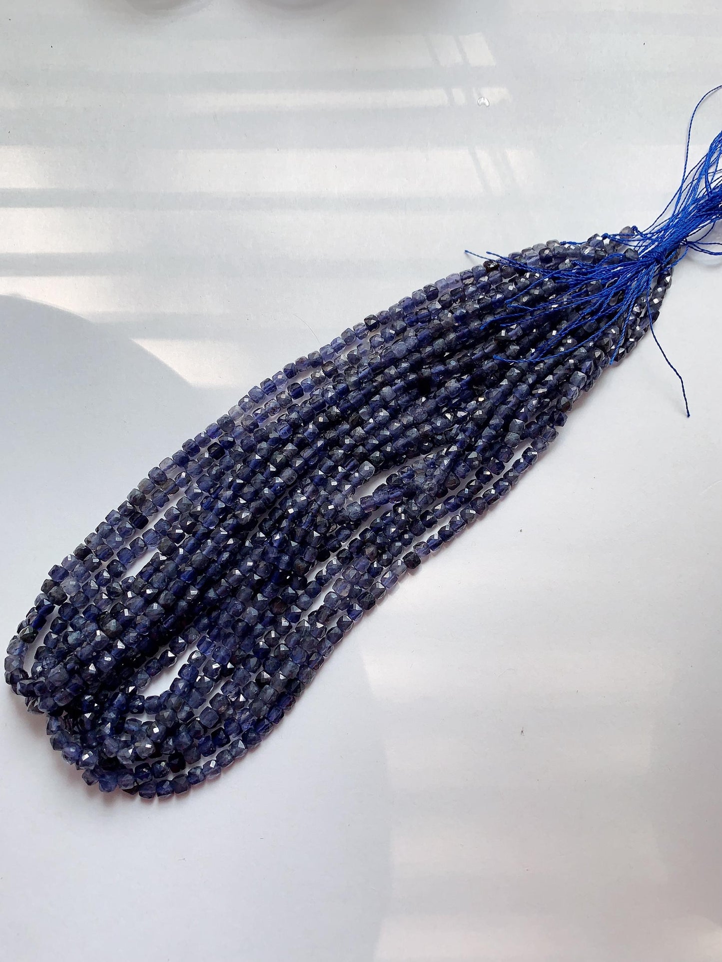 4.5mm Genuine Natural Blue Lolite Faceted Cube Square Beads 15.5" Strand
