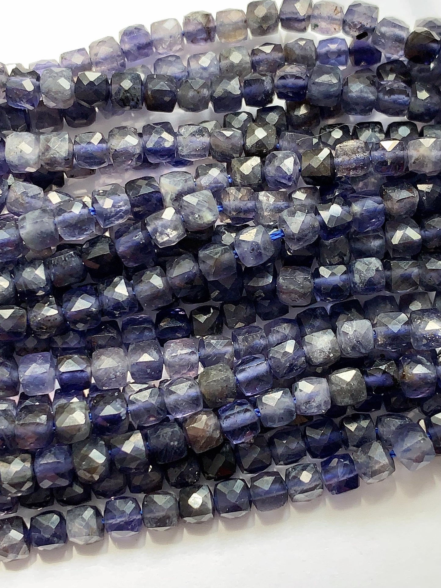 4.5mm Genuine Natural Blue Lolite Faceted Cube Square Beads 15.5" Strand