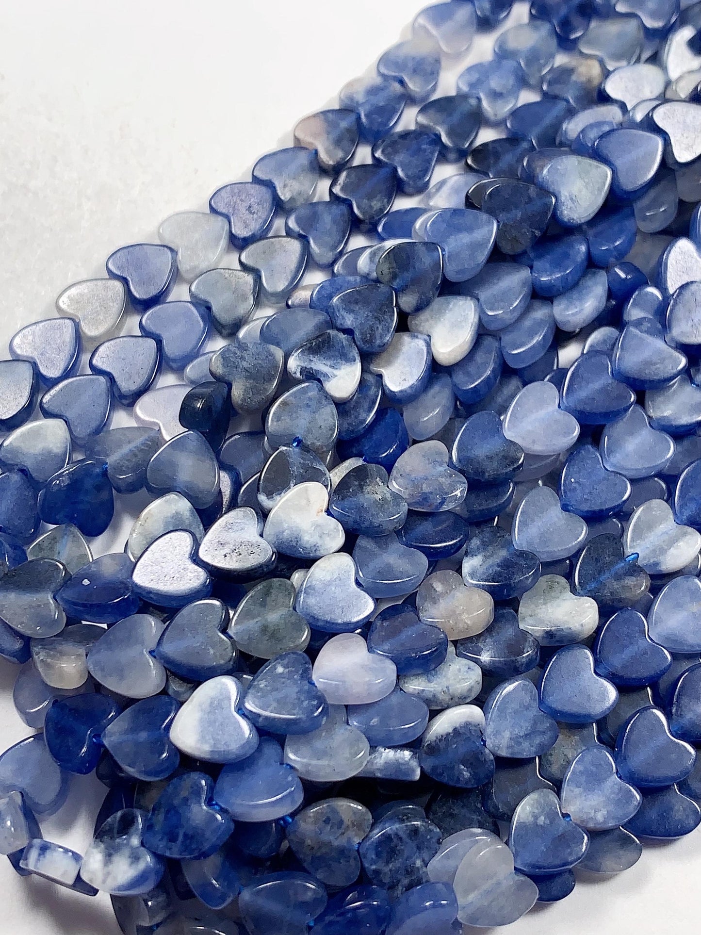 6mm Natural Blue Sodalite Heart Shape Beads 15" Strand