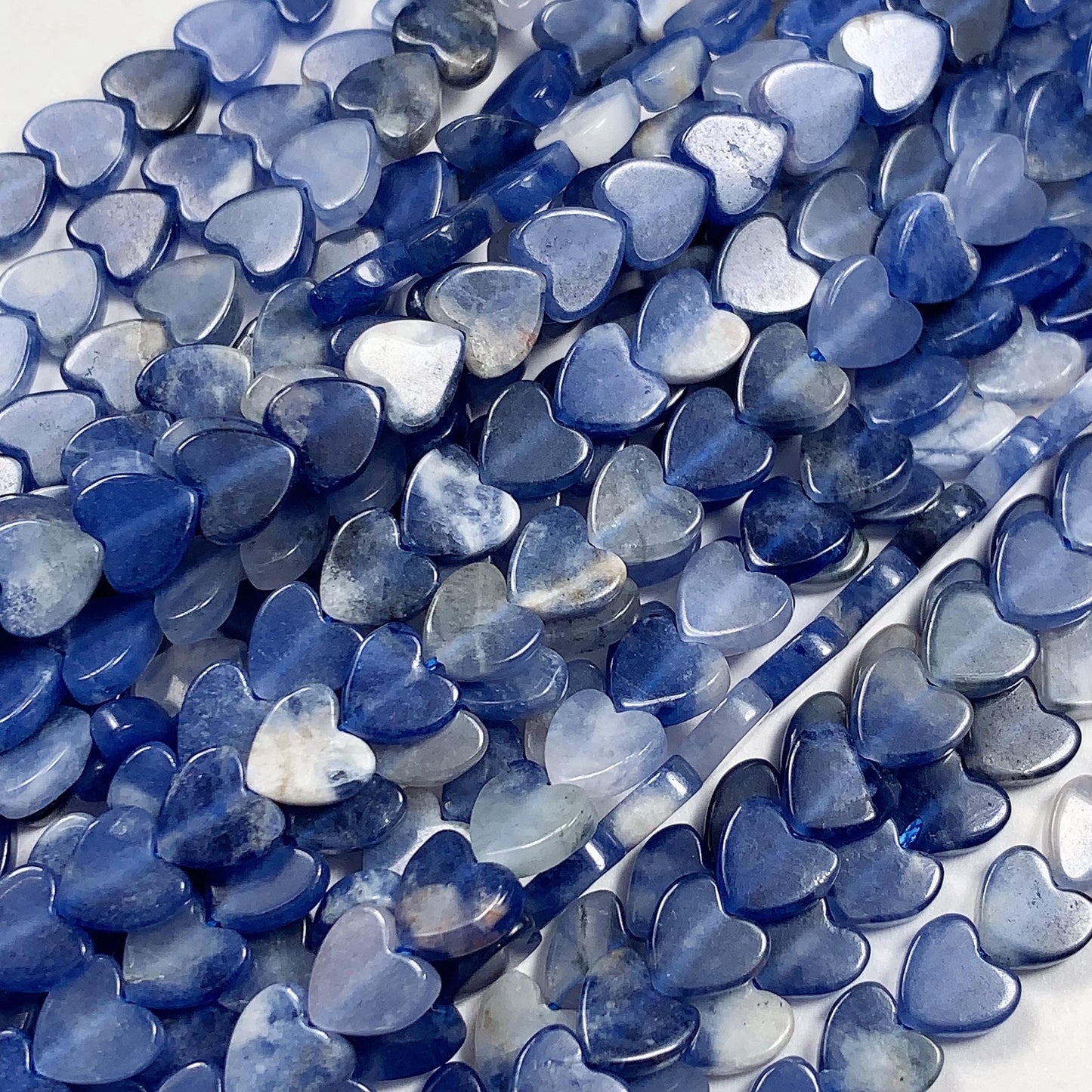 6mm Natural Blue Sodalite Heart Shape Beads 15" Strand