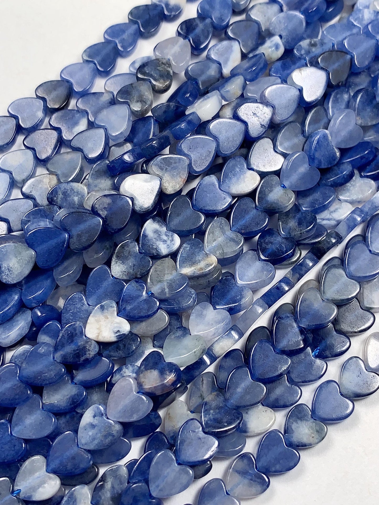 6mm Natural Blue Sodalite Heart Shape Beads 15" Strand