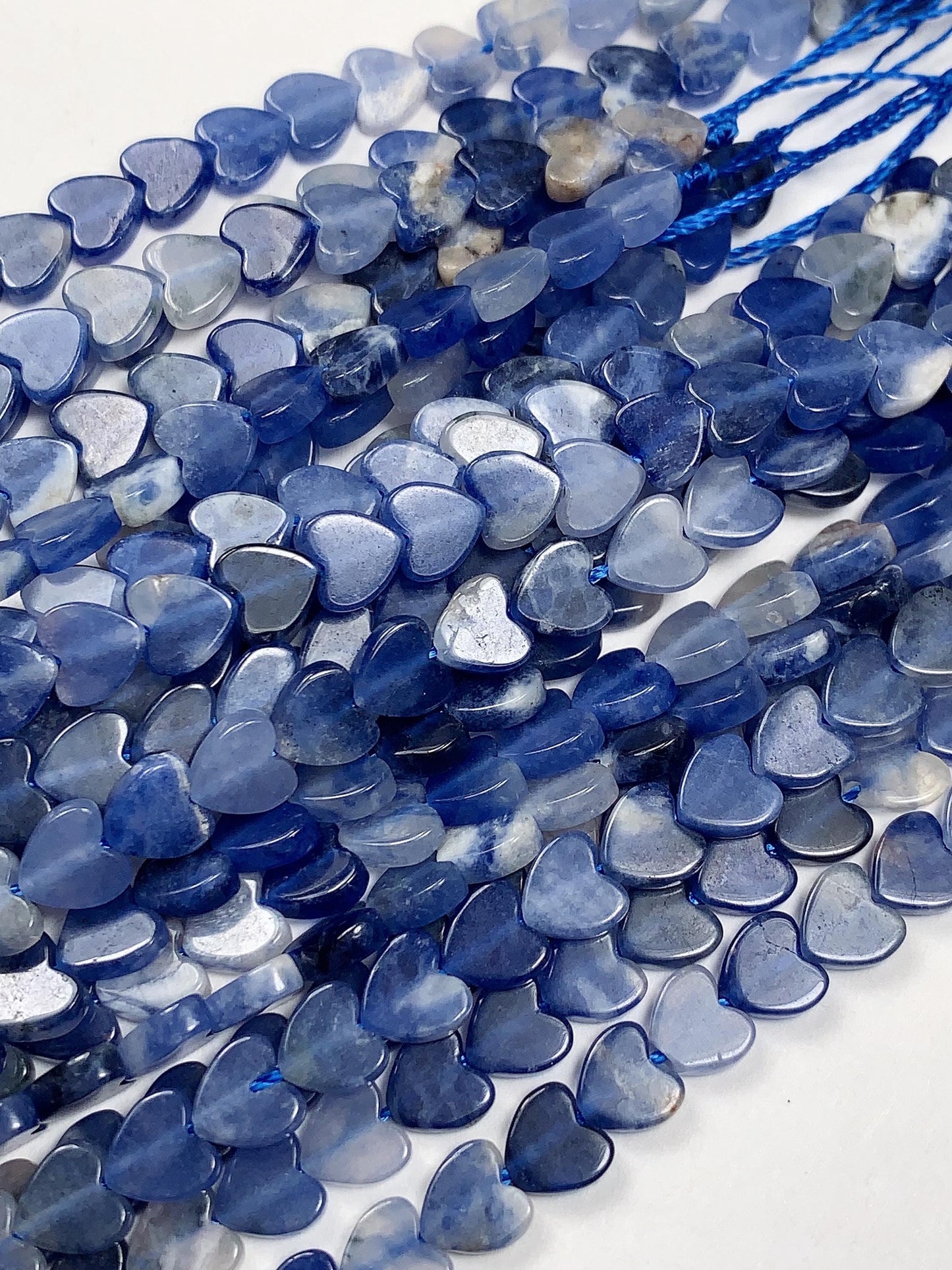 6mm Natural Blue Sodalite Heart Shape Beads 15" Strand