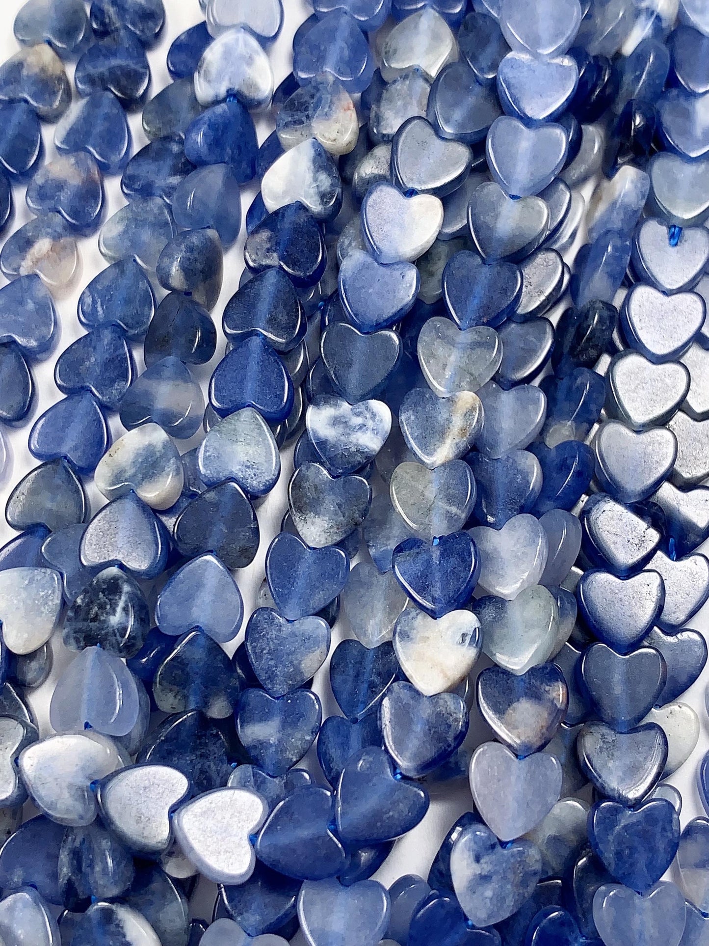 6mm Natural Blue Sodalite Heart Shape Beads 15" Strand