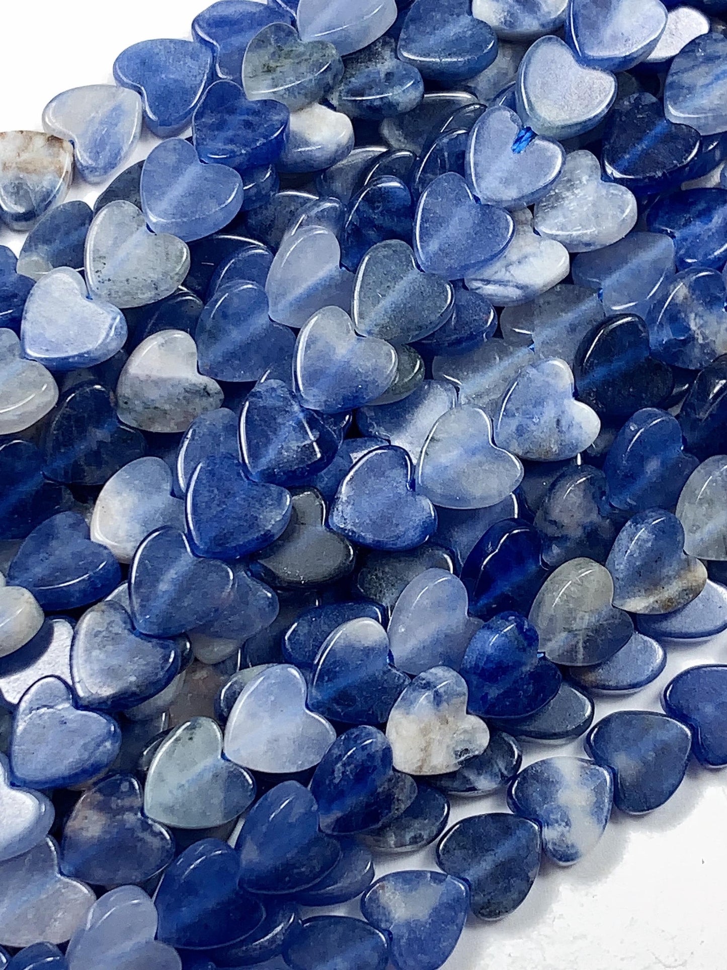 6mm Natural Blue Sodalite Heart Shape Beads 15" Strand