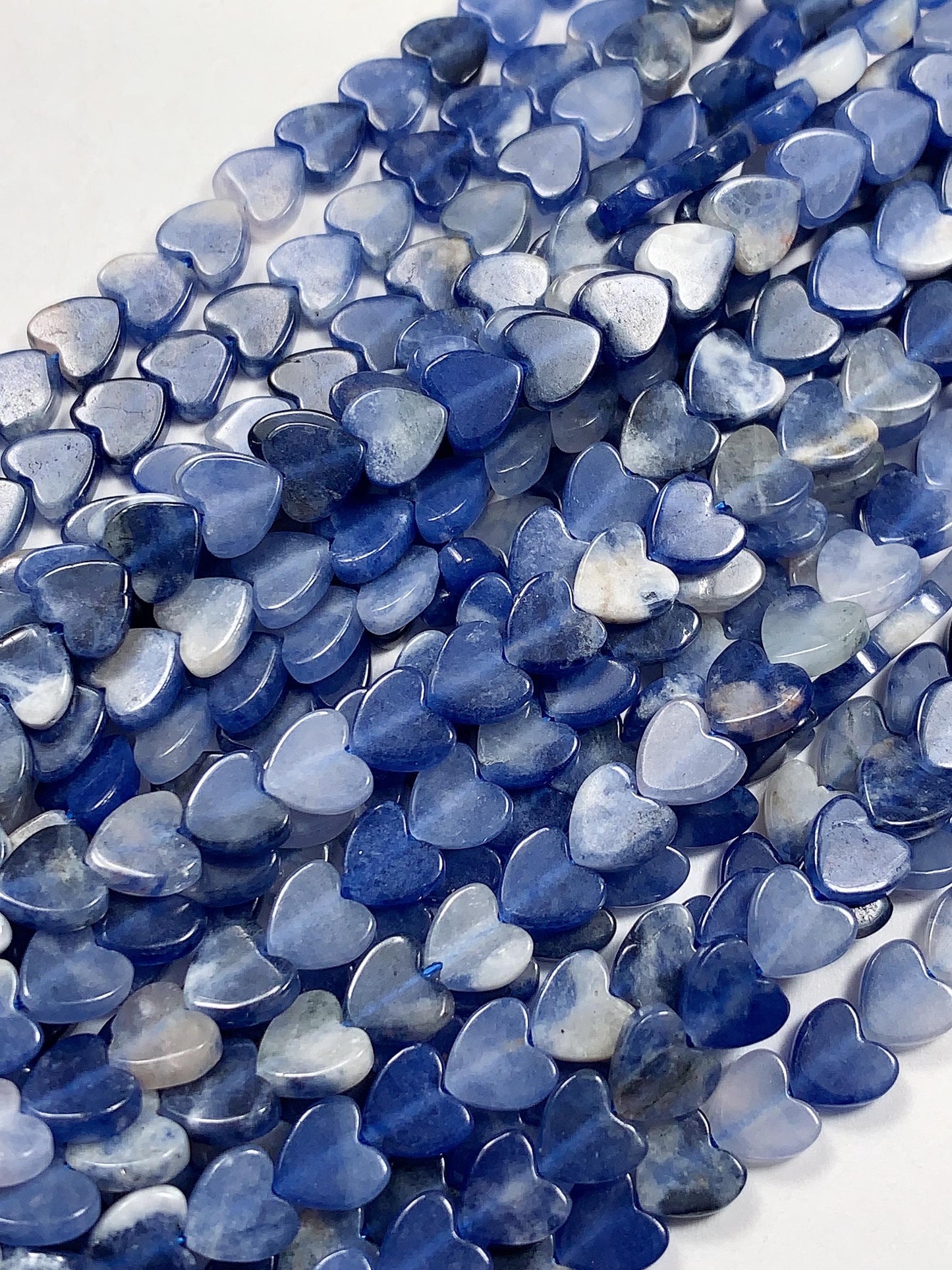 6mm Natural Blue Sodalite Heart Shape Beads 15" Strand