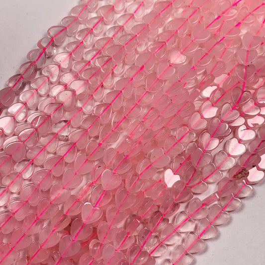 6mm Natural Rose Quartz Heart Shape Beads 15" Strand