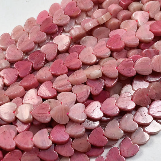6mm Natural Pink Red Rhodonite Heart Shape Beads 15" Strand