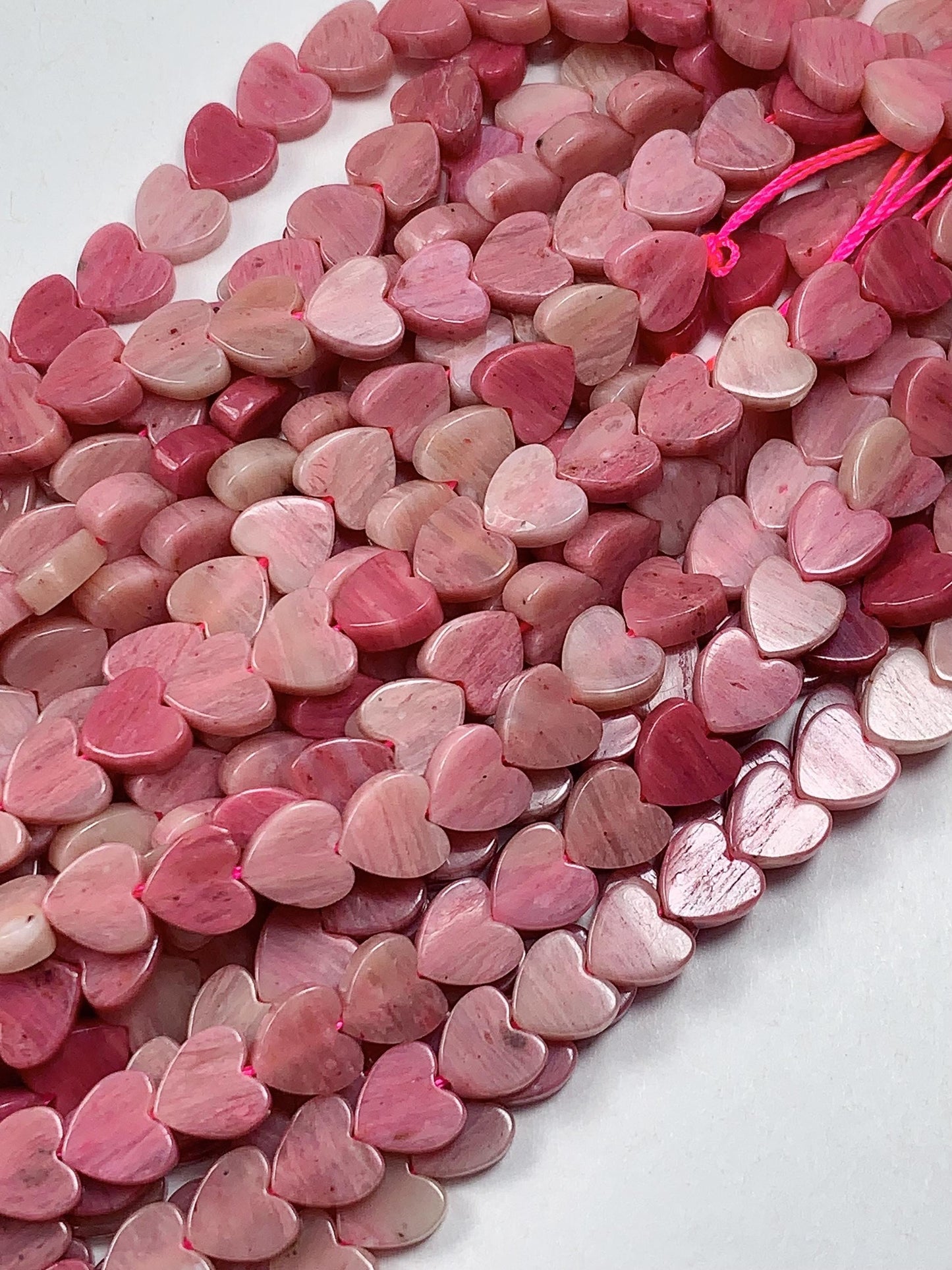 6mm Natural Pink Red Rhodonite Heart Shape Beads 15" Strand