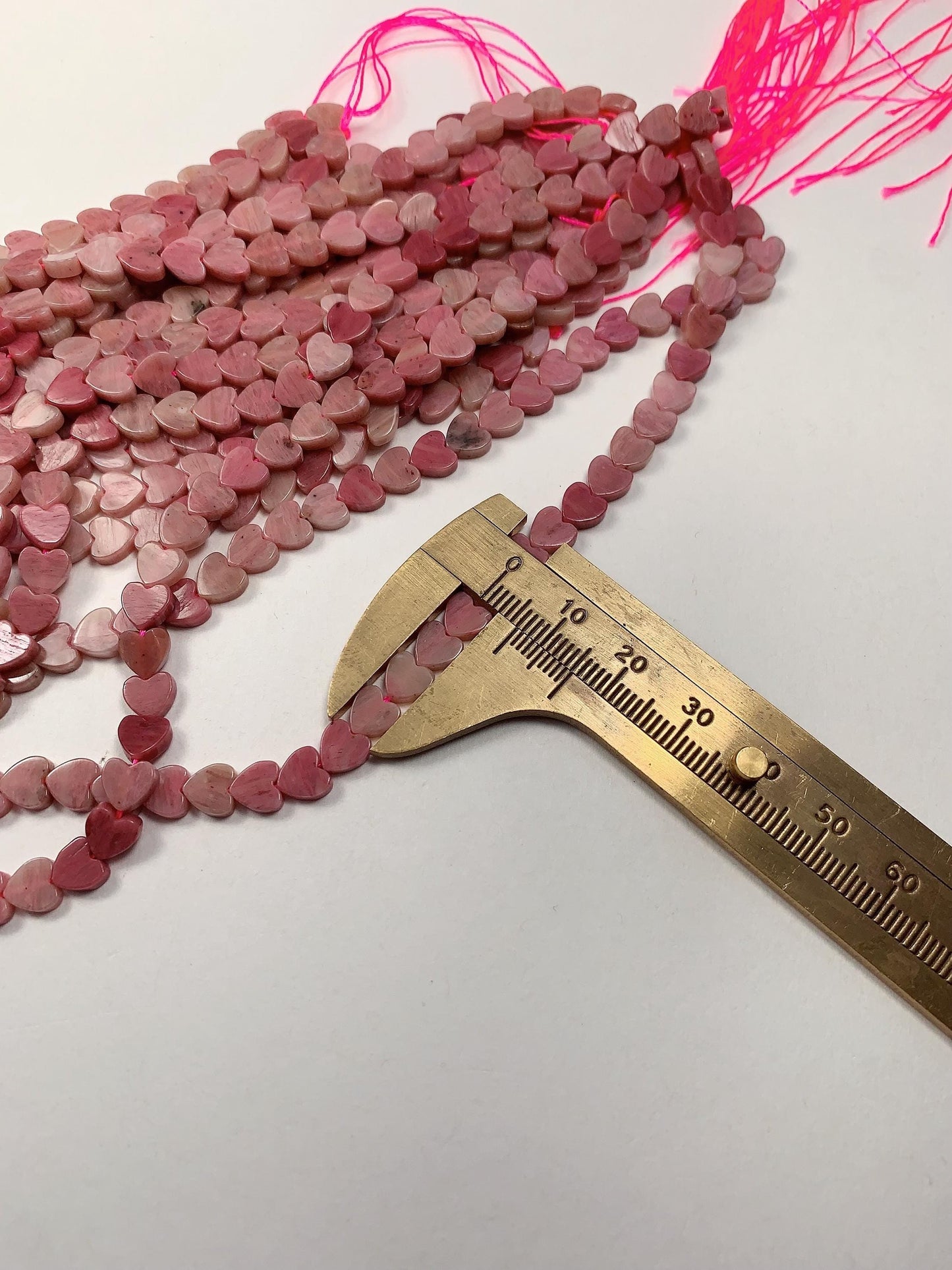 6mm Natural Pink Red Rhodonite Heart Shape Beads 15" Strand
