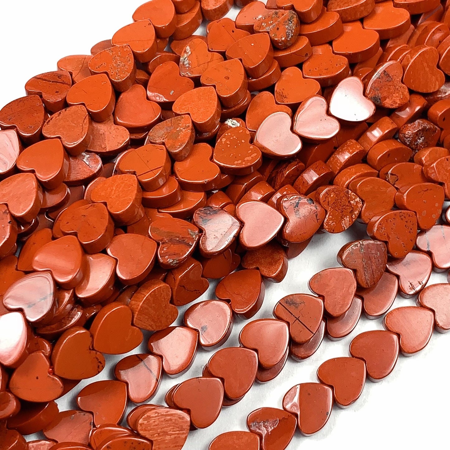 6mm Natural Red Jasper  Heart Shape Beads 15" Strand