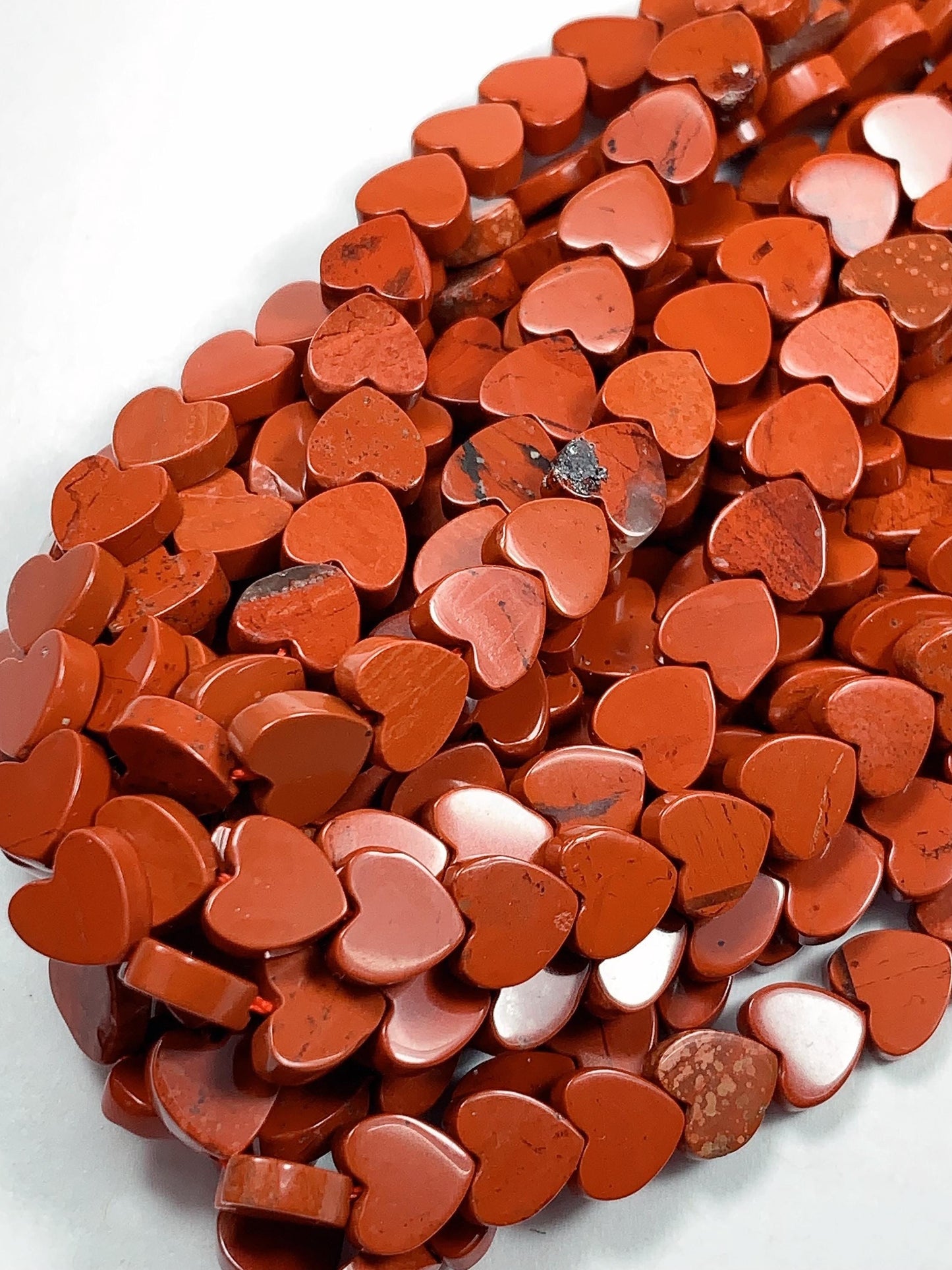 6mm Natural Red Jasper  Heart Shape Beads 15" Strand