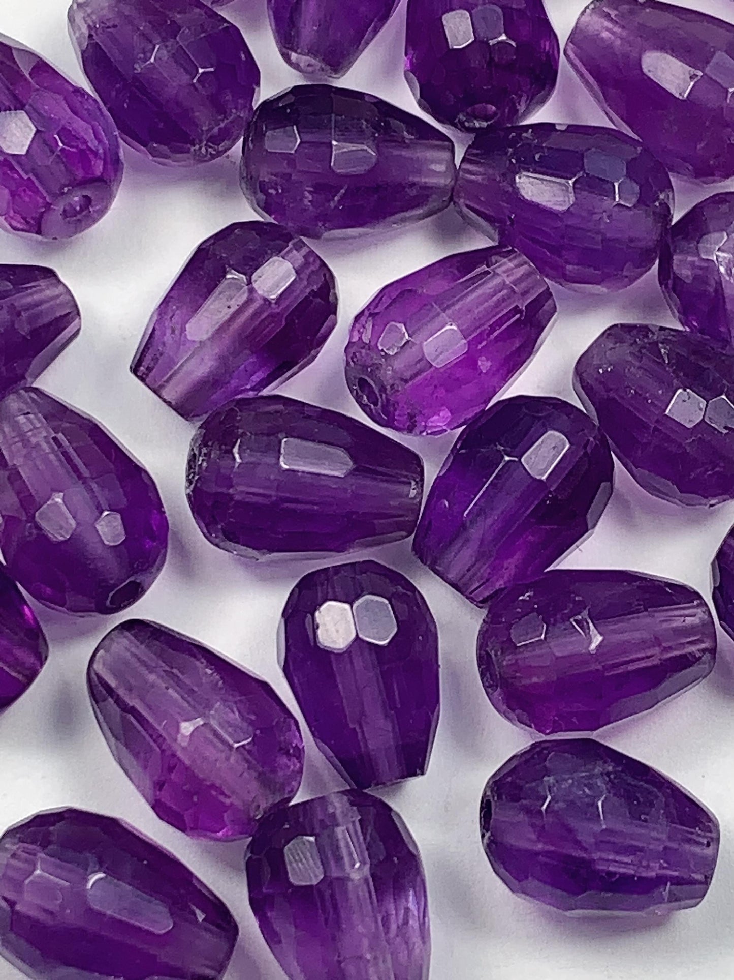 7x9mm Good Detail Carved  Natural Purple Amethyst Faceted Drop beads Loose Gems Gemstone