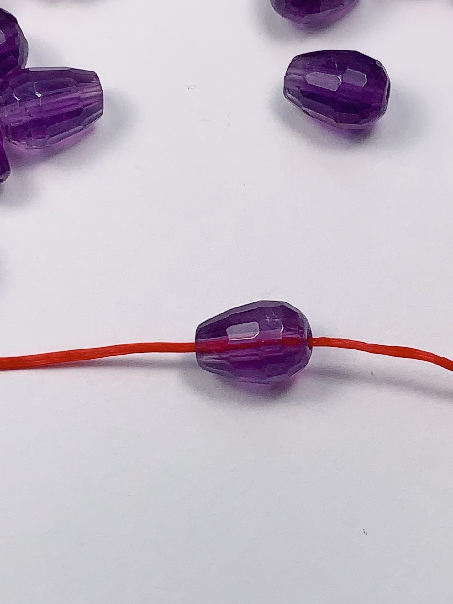 7x9mm Good Detail Carved  Natural Purple Amethyst Faceted Drop beads Loose Gems Gemstone