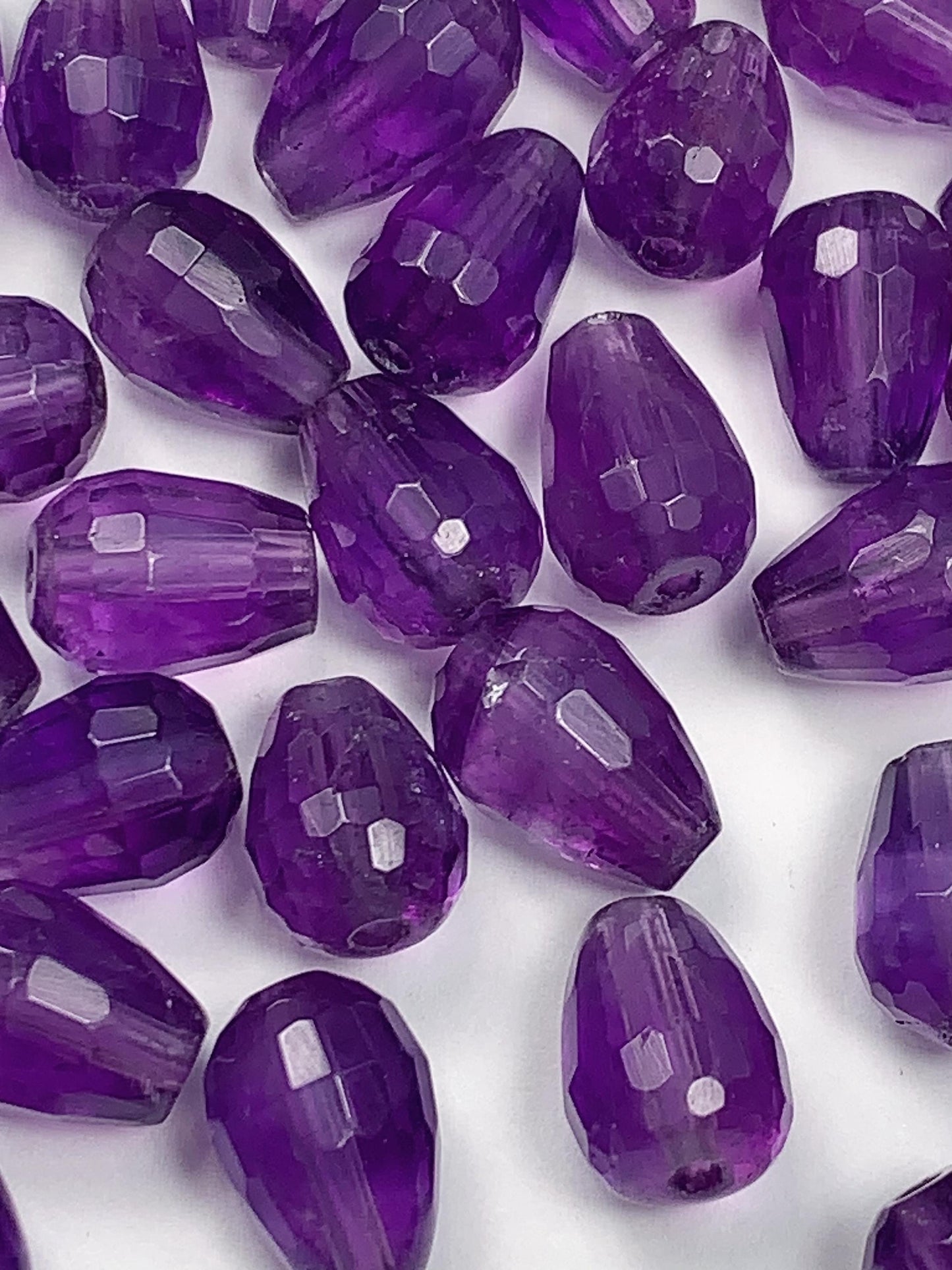 7x9mm Good Detail Carved  Natural Purple Amethyst Faceted Drop beads Loose Gems Gemstone