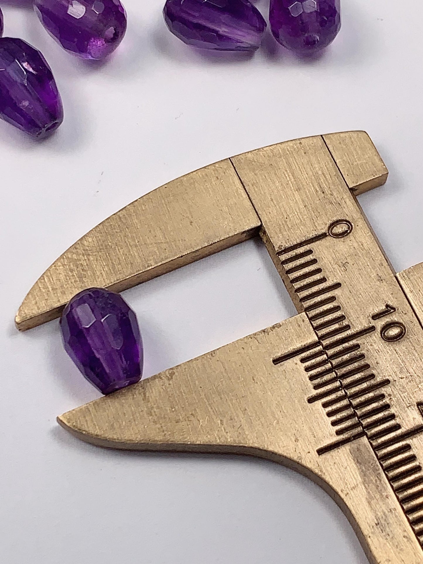 7x9mm Good Detail Carved  Natural Purple Amethyst Faceted Drop beads Loose Gems Gemstone