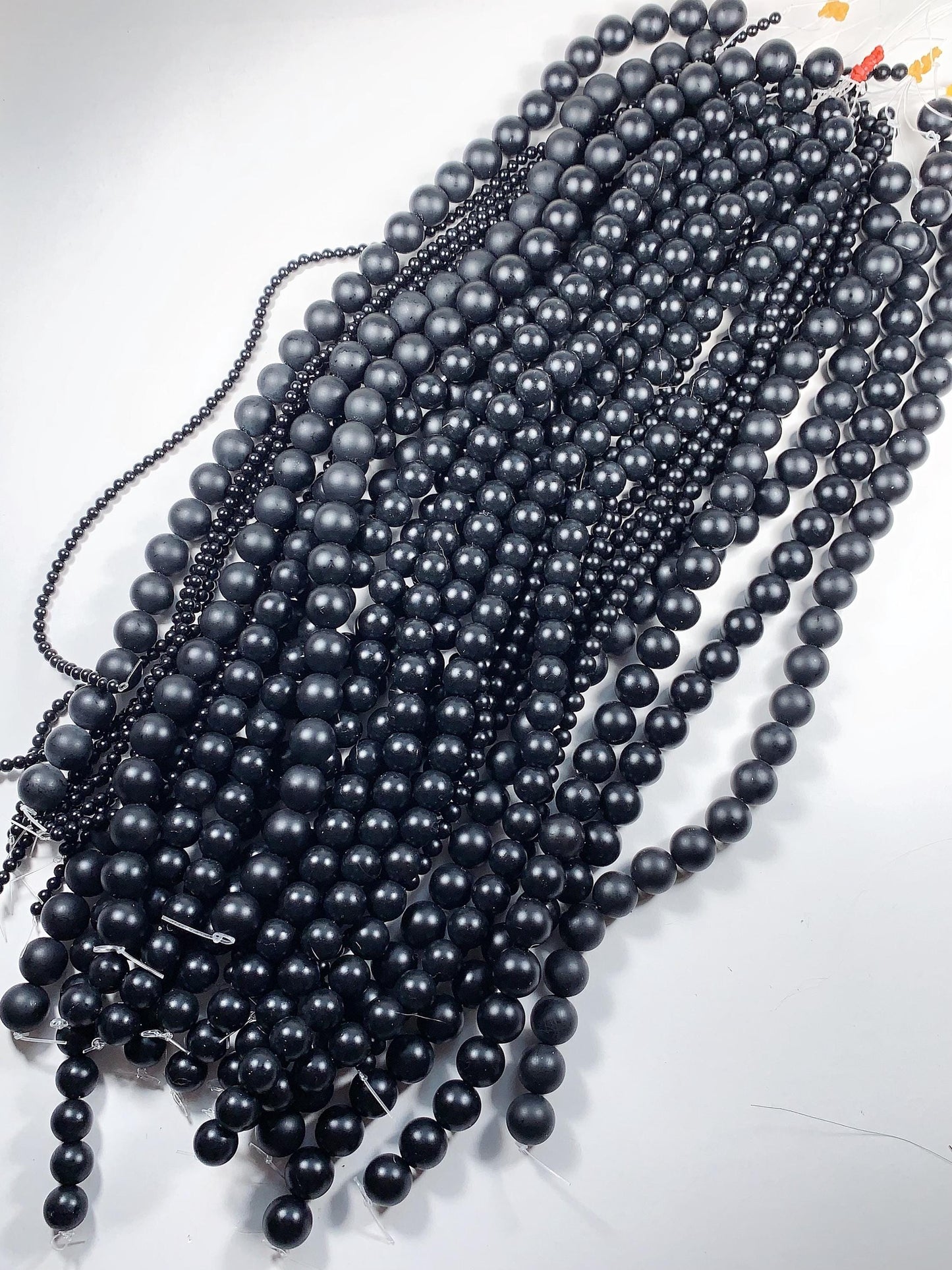 AAA Natural Black Tourmaline Smooth Round Beads 15.5" Strand Gemstone