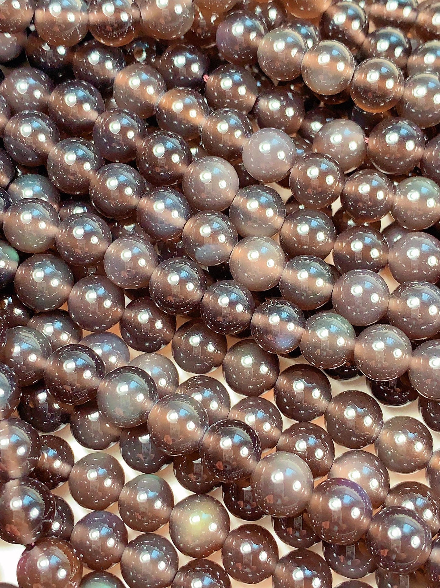 AAA Smoky Ice Obsidian Beads: 15.5" Strand, Natural Gemstone