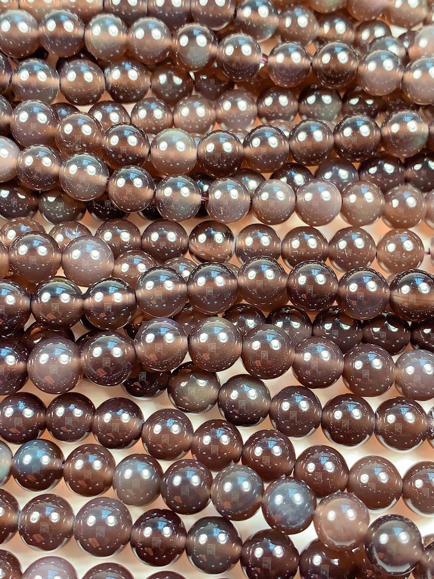 AAA Smoky Ice Obsidian Beads: 15.5" Strand, Natural Gemstone