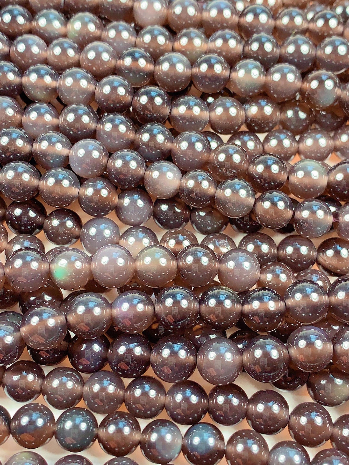 AAA Smoky Ice Obsidian Beads: 15.5" Strand, Natural Gemstone